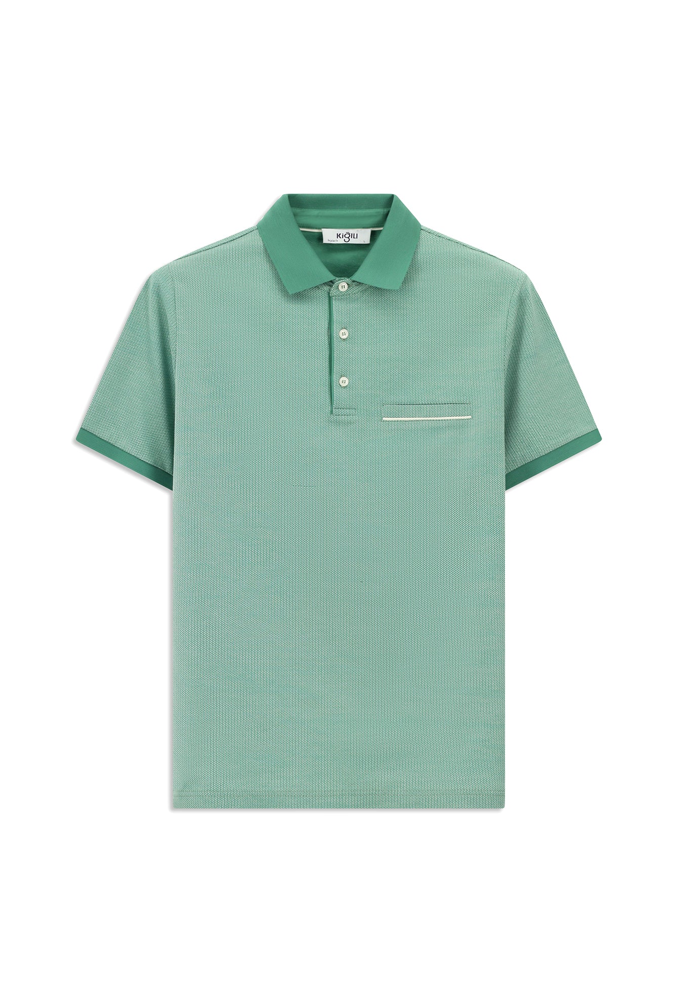 Koyu Yeşil Regular Fit Desenli Pamuklu Cepli Polo Yaka Tişört - Image 8