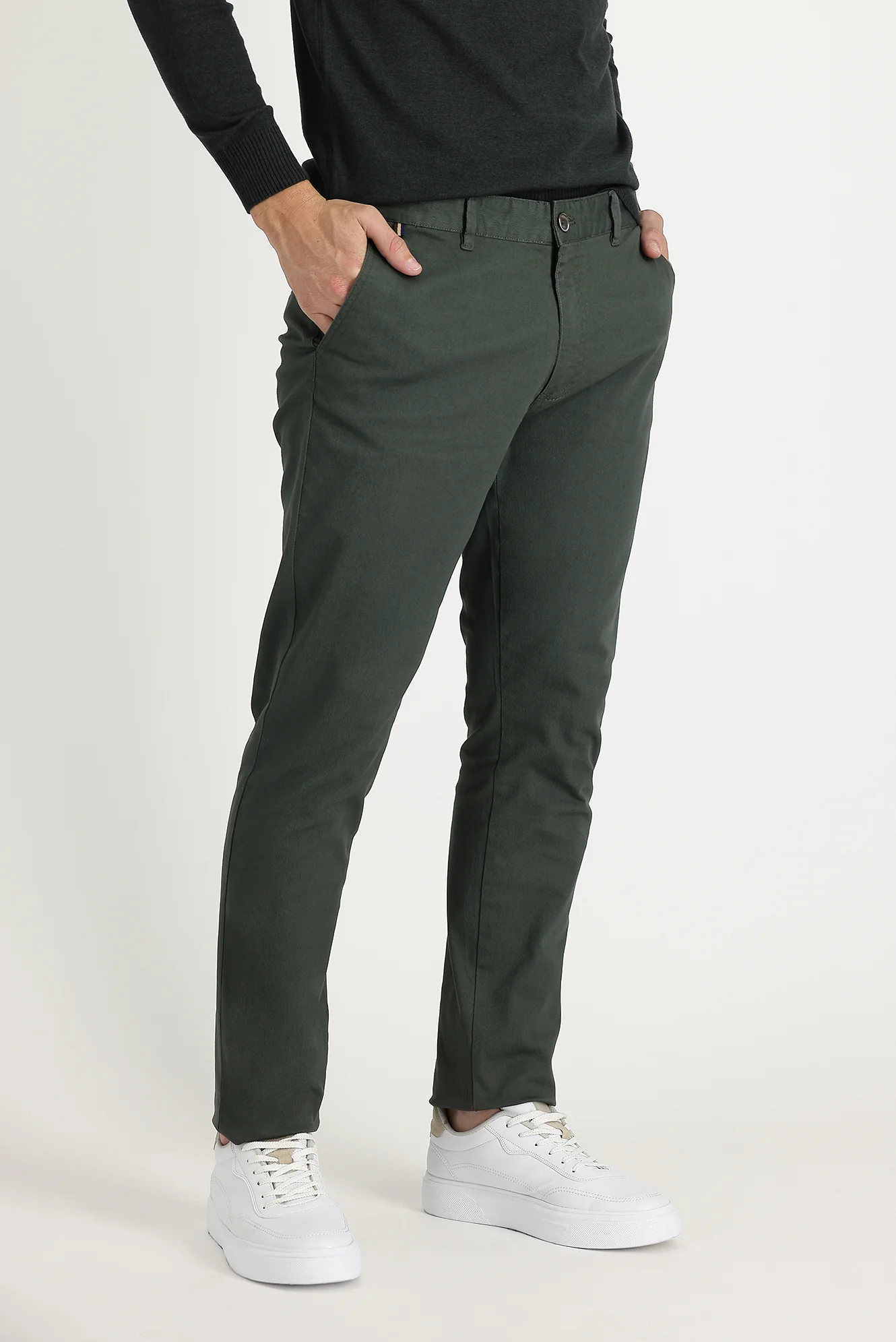 Koyu Yeşil Slim Fit Dar Kesim  Desenli Spor Pantolon - Image 3