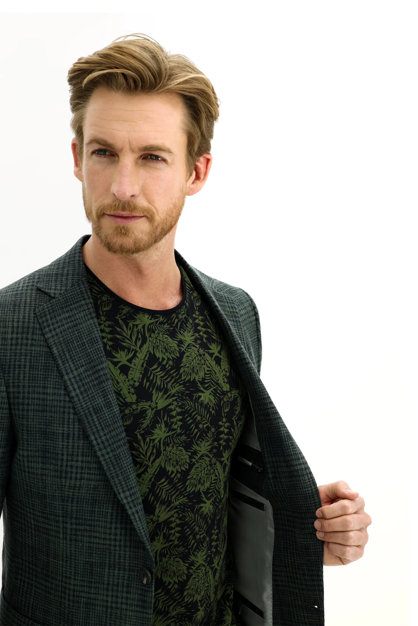 Koyu Yeşil 6 Drop Regular Fit Standart Kesim Ekose Ceket - Image 3