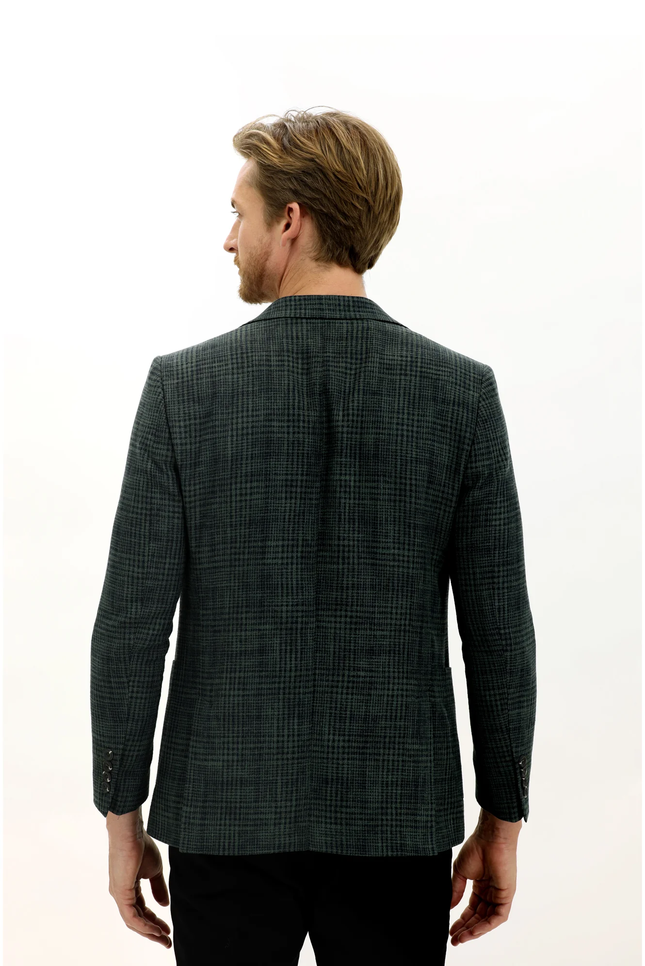 Koyu Yeşil 6 Drop Regular Fit Standart Kesim Ekose Ceket - Image 4