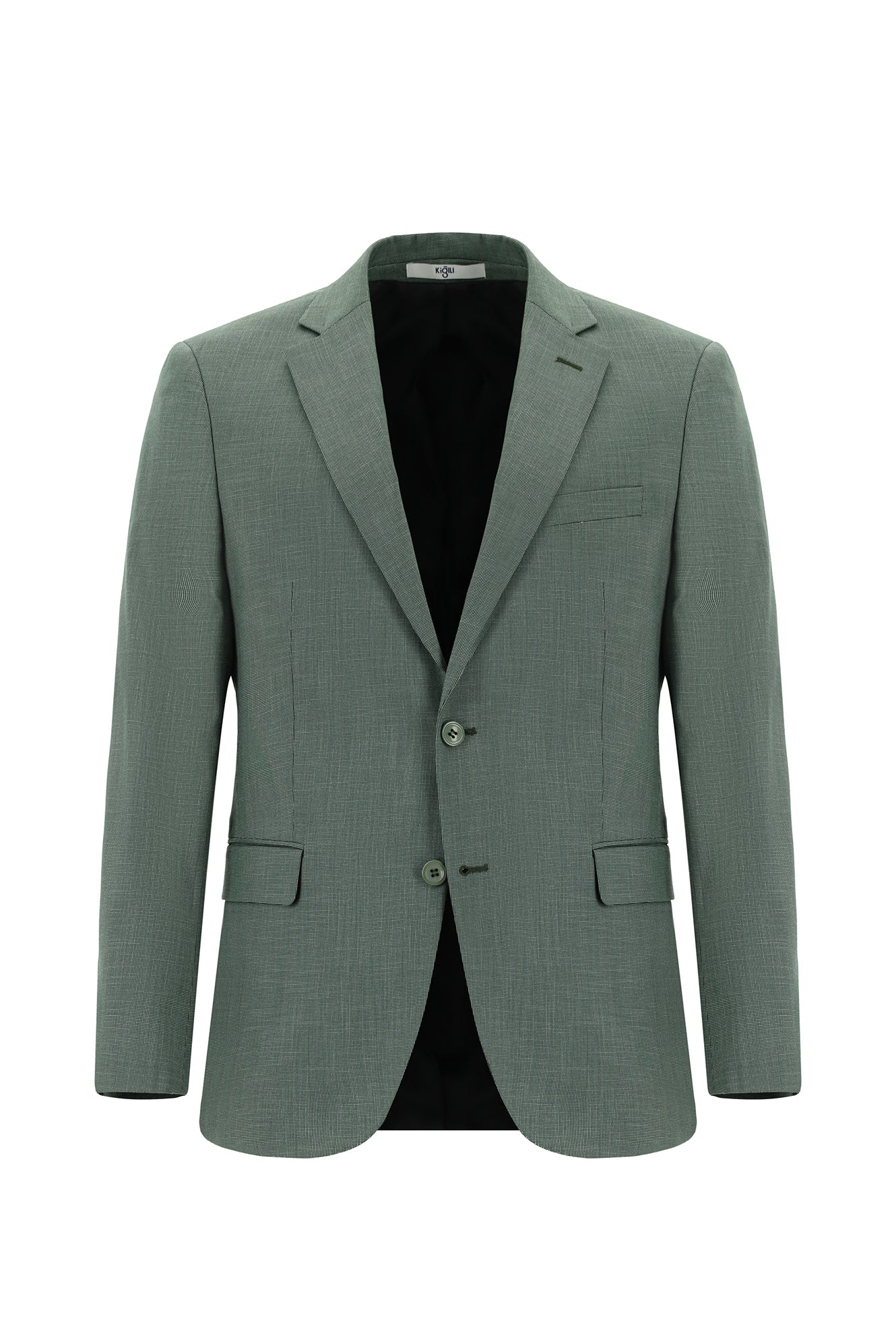 Koyu Yeşil 6 Drop Regular Fit Standart Kesim Desenli Takım Elbise - Image 2