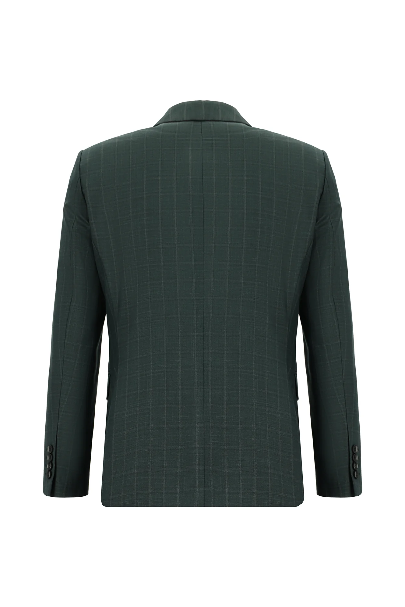 Koyu Yeşil 6 Drop Regular Fit Standart Kesim Ekose Takım Elbise - Image 3