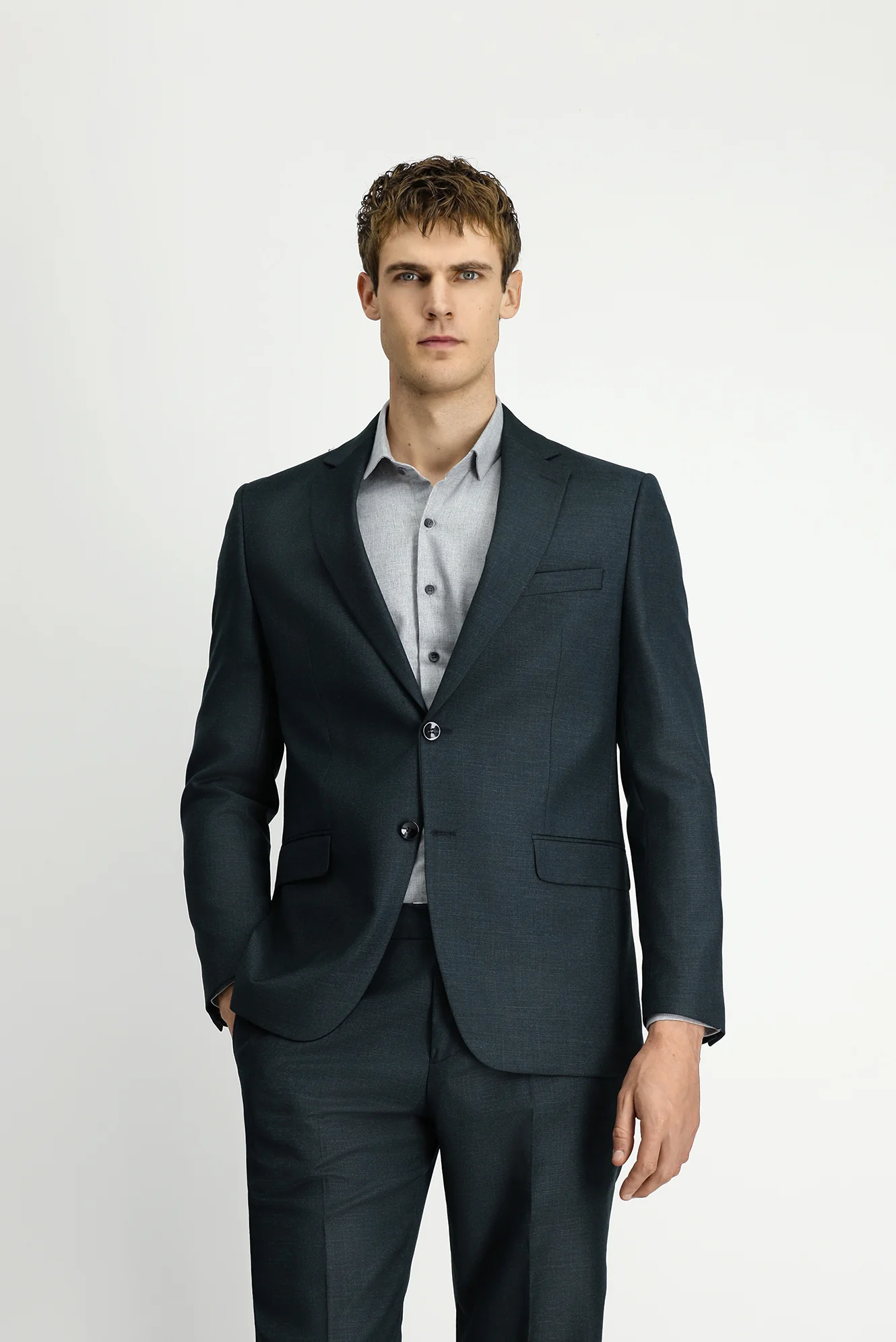 Koyu Yeşil 6 Drop Regular Fit Standart Kesim Desenli Beli Lastikli Takım Elbise - Image 3