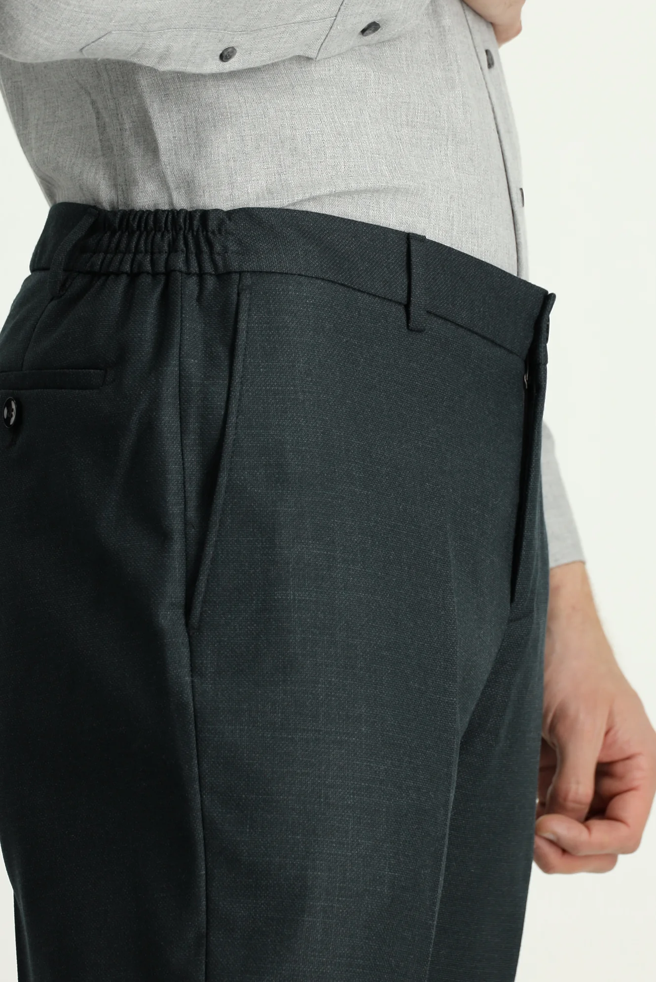 Koyu Yeşil 6 Drop Regular Fit Standart Kesim Desenli Beli Lastikli Takım Elbise - Image 7