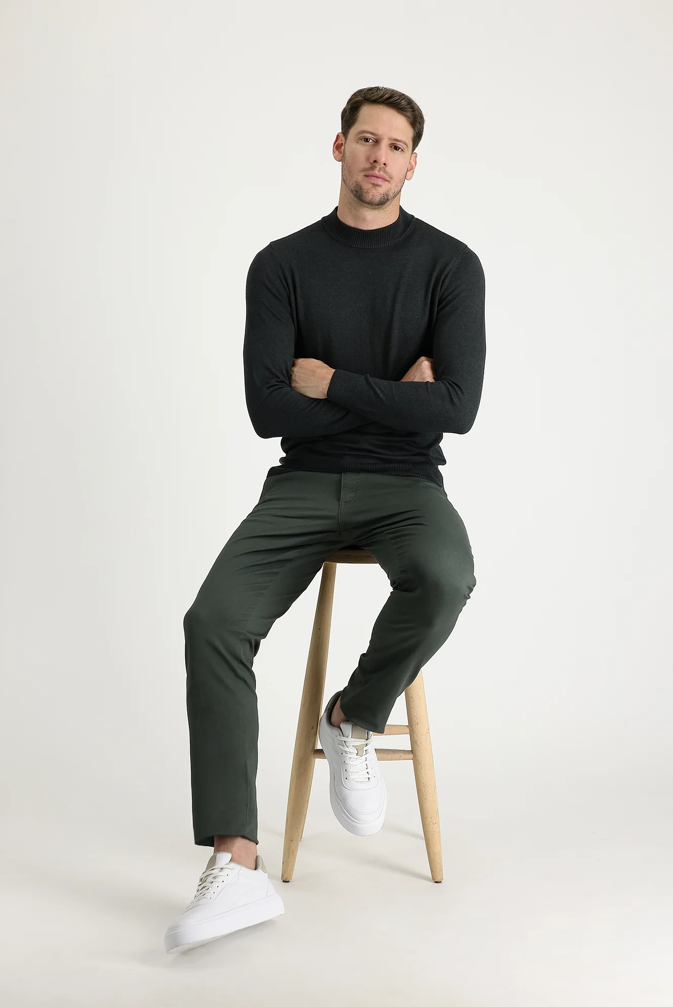 Koyu Yeşil Regular Fit Standart Kesim Likralı Kanvas / Chino Pantolon