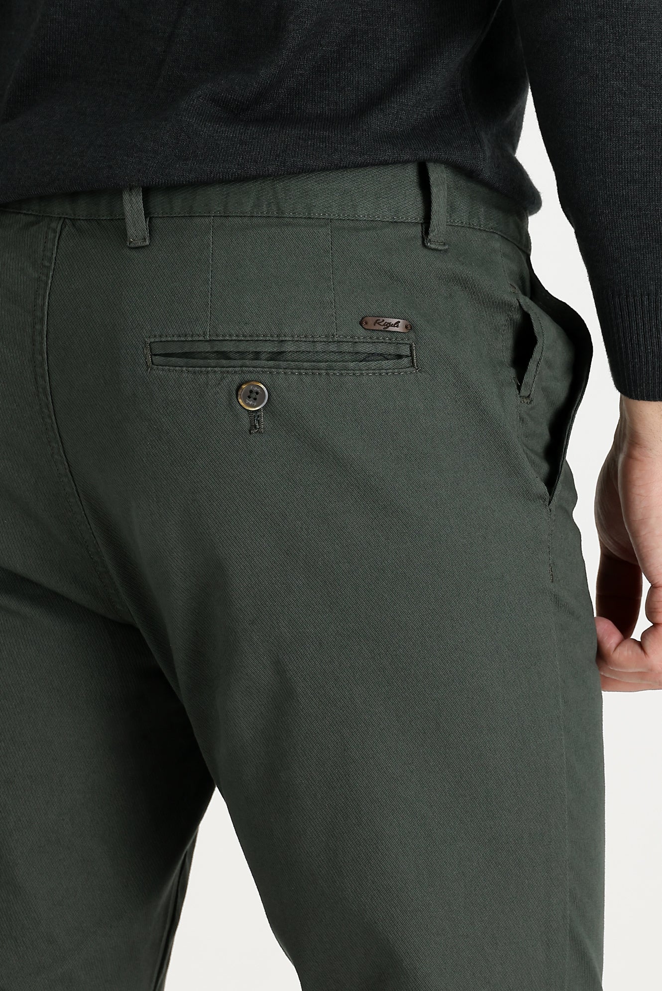 Koyu Yeşil Regular Fit Standart Kesim Likralı Kanvas / Chino Pantolon - Image 5