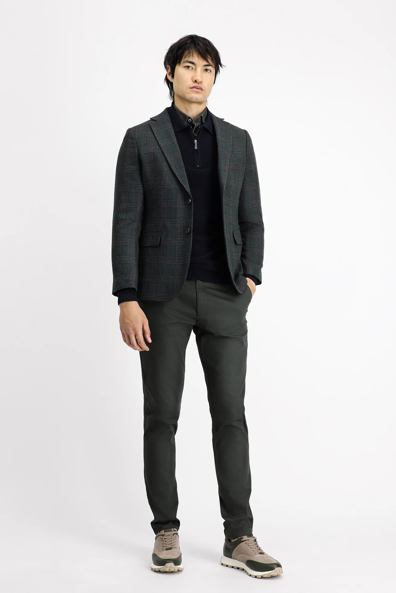 Koyu Yeşil 6 Drop Regular Fit Standart Kesim Yünlü Klasik Ekose Ceket - Image 2