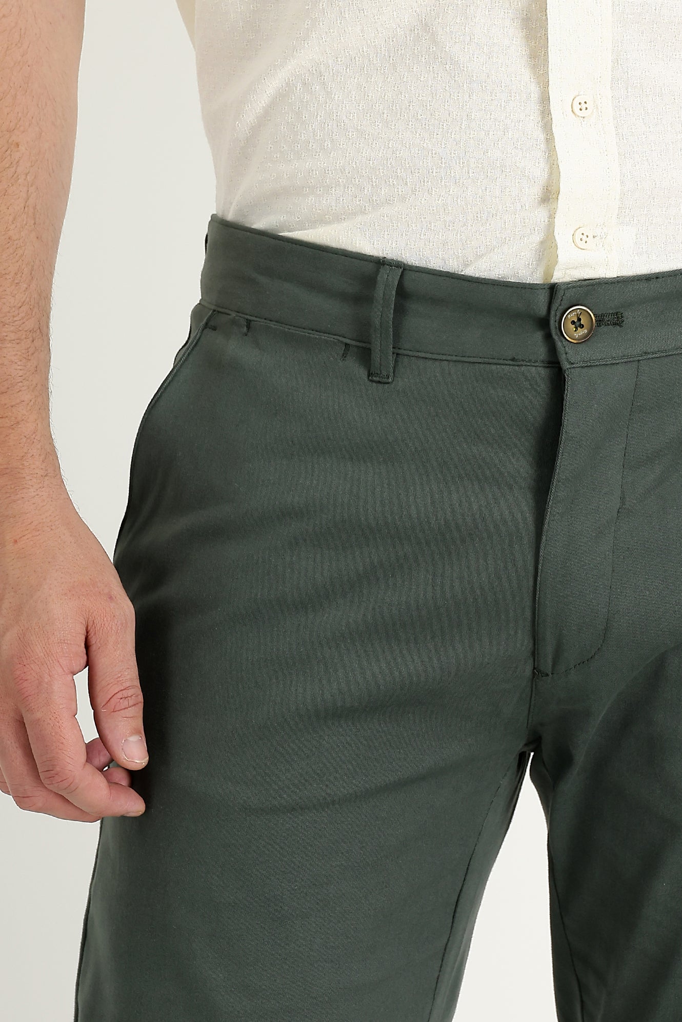 Koyu Yeşil Relaxed Fit Rahat Kesim Likralı Kanvas / Chino Pantolon - Image 2