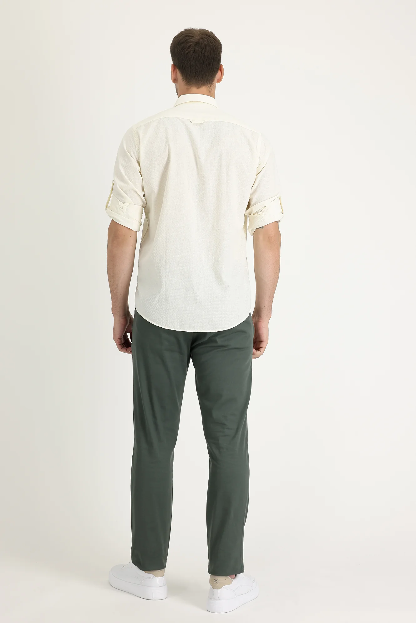 Koyu Yeşil Relaxed Fit Rahat Kesim Likralı Kanvas / Chino Pantolon - Image 3