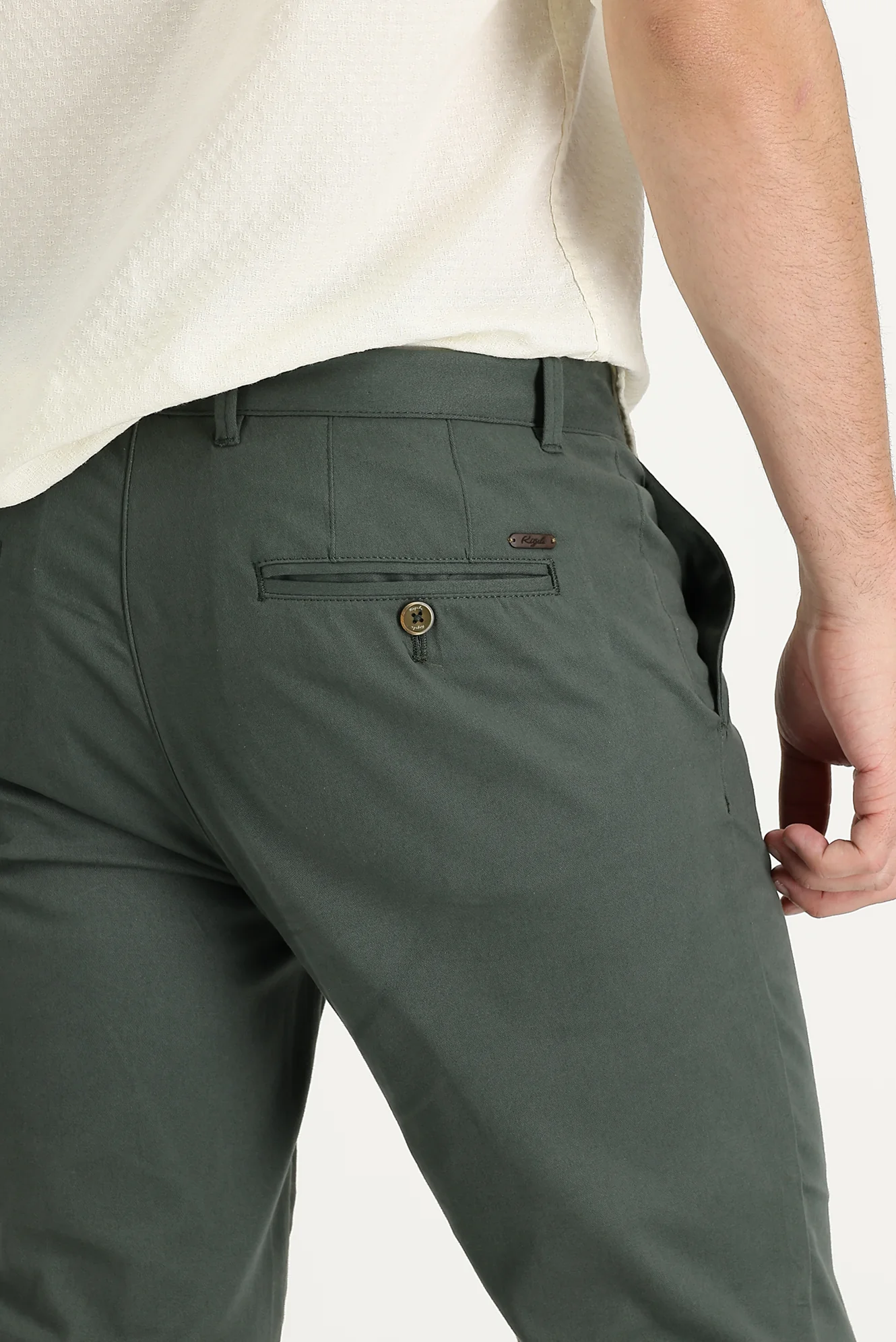Koyu Yeşil Relaxed Fit Rahat Kesim Likralı Kanvas / Chino Pantolon - Image 4