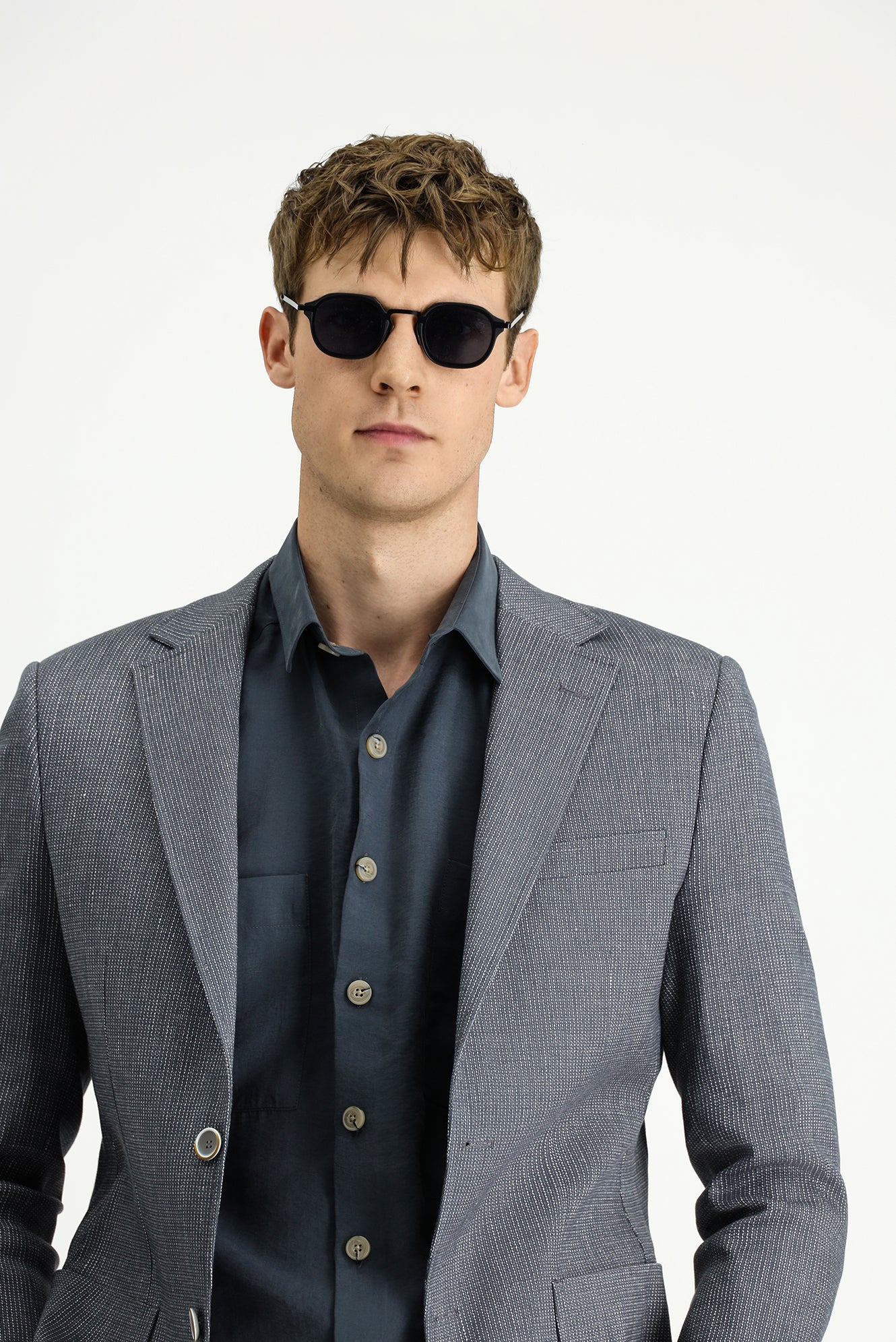 Koyu Yeşil 7 Drop Slim Fit Dar Kesim Keten Karışımlı Çizgili Spor Ceket - Image 4