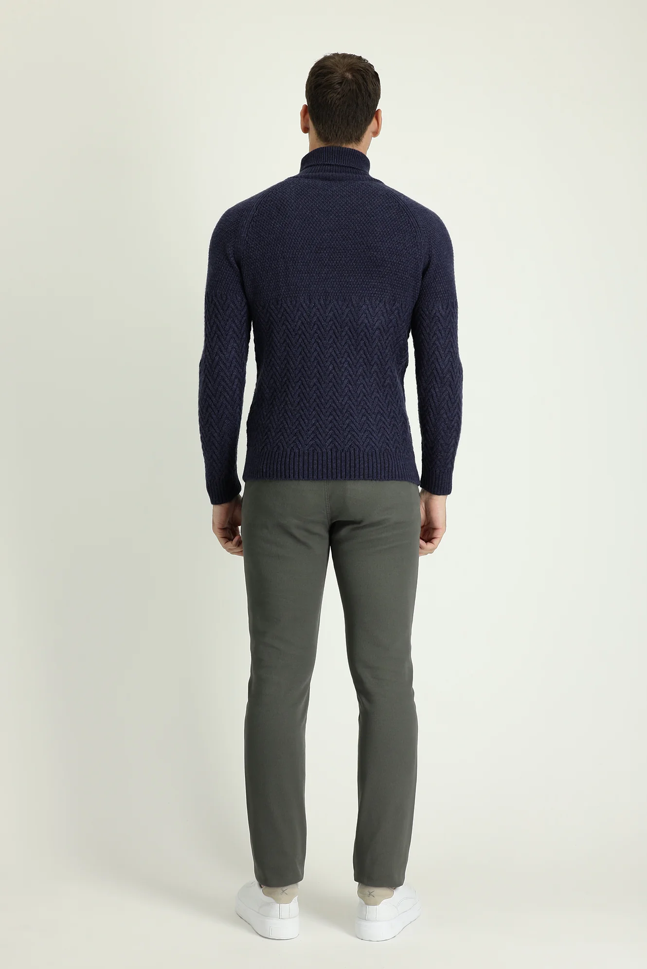 Koyu Yeşil Slim Fit Dar Kesim Likralı Kanvas / Chino Pantolon - Image 3