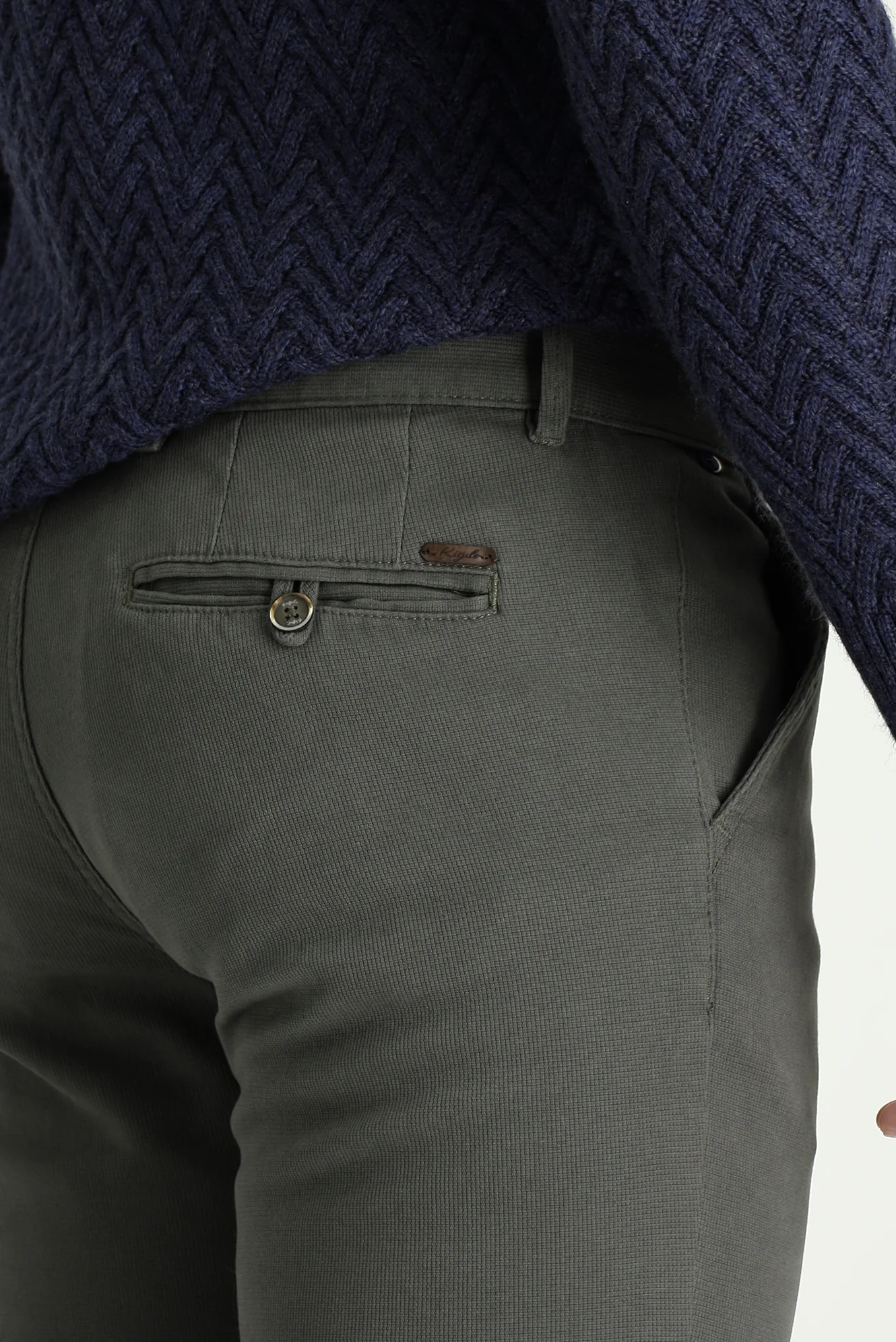 Koyu Yeşil Slim Fit Dar Kesim Likralı Kanvas / Chino Pantolon - Image 4