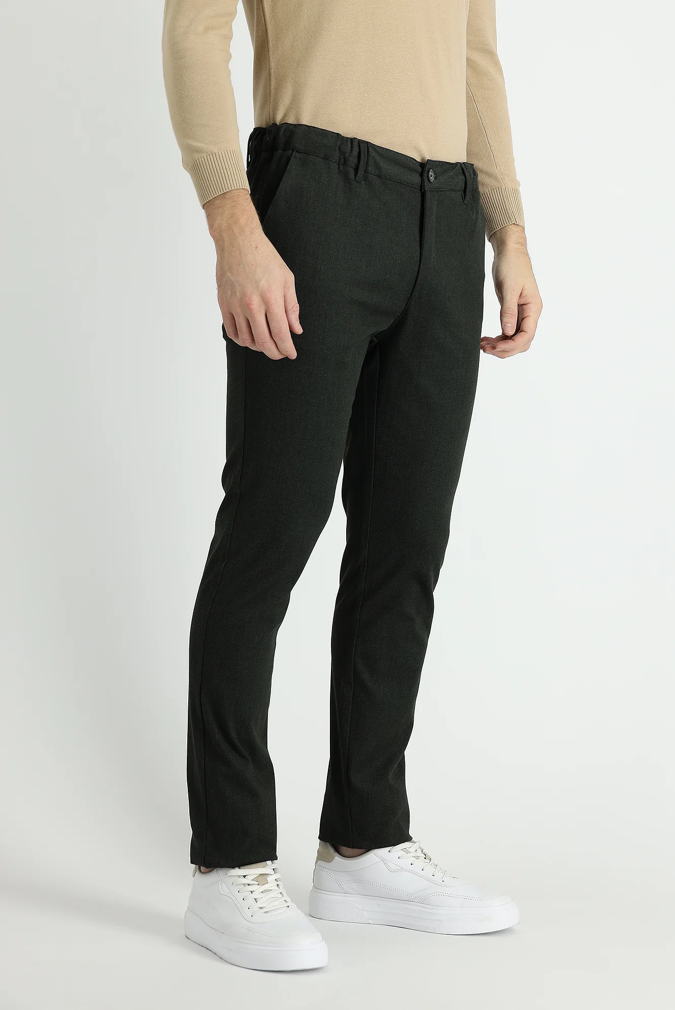 Koyu Yeşil Slim Fit Dar Kesim Likralı Kanvas / Chino Pantolon - Image 2