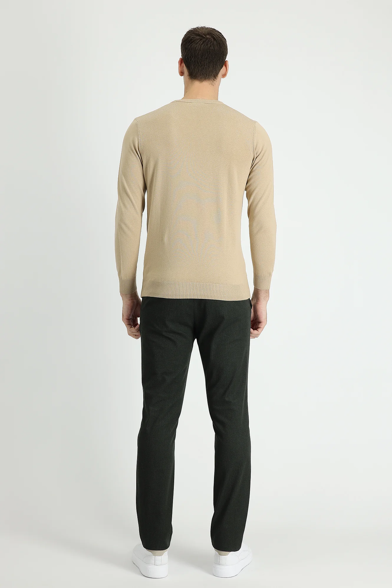 Koyu Yeşil Slim Fit Dar Kesim Likralı Kanvas / Chino Pantolon - Image 3