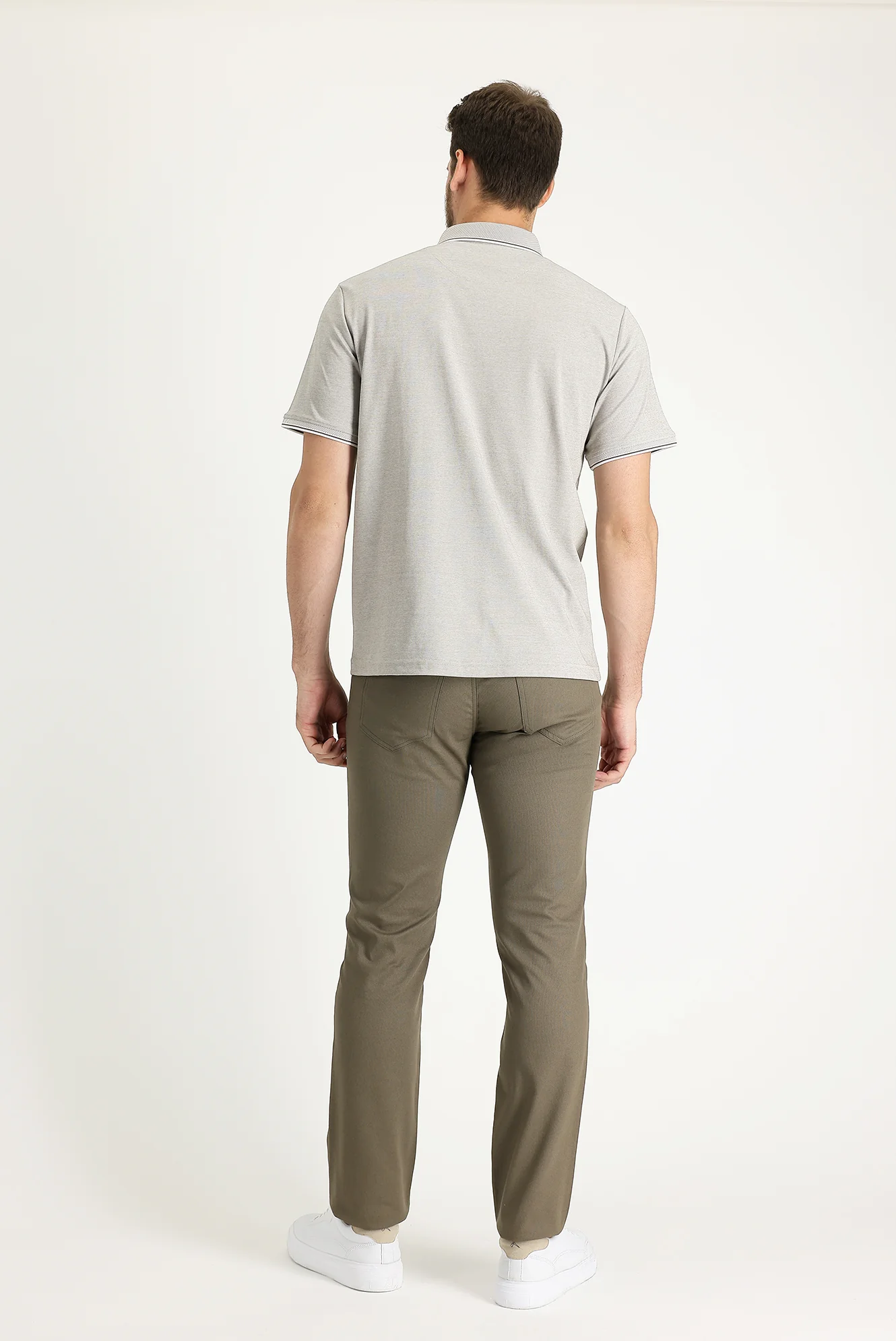 Koyu Yeşil Slim Fit Dar Kesim Likralı Kanvas / Chino Pantolon - Image 3