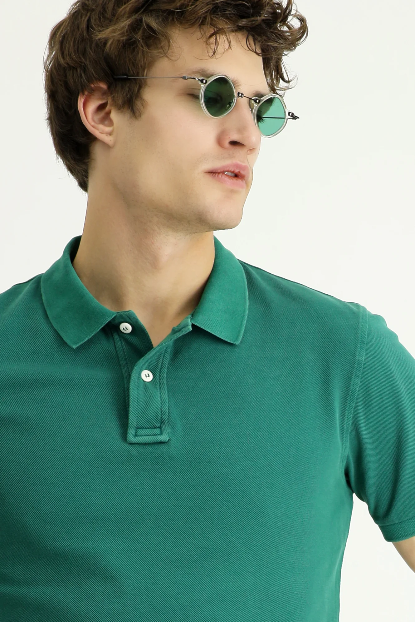 Koyu Yeşil Slim Fit Dar Kesim Nakışlı Pamuk Polo Yaka Tişört - Image 3