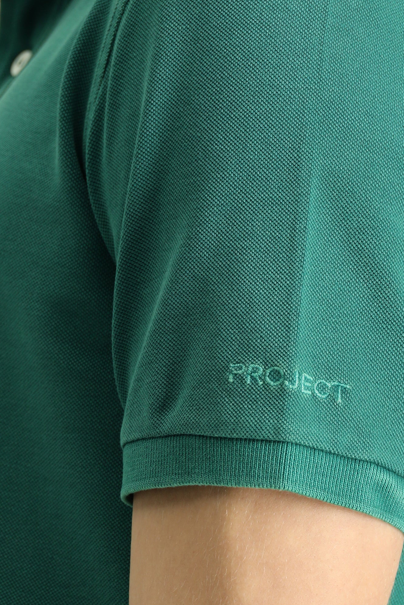 Koyu Yeşil Slim Fit Dar Kesim Nakışlı Pamuk Polo Yaka Tişört - Image 5