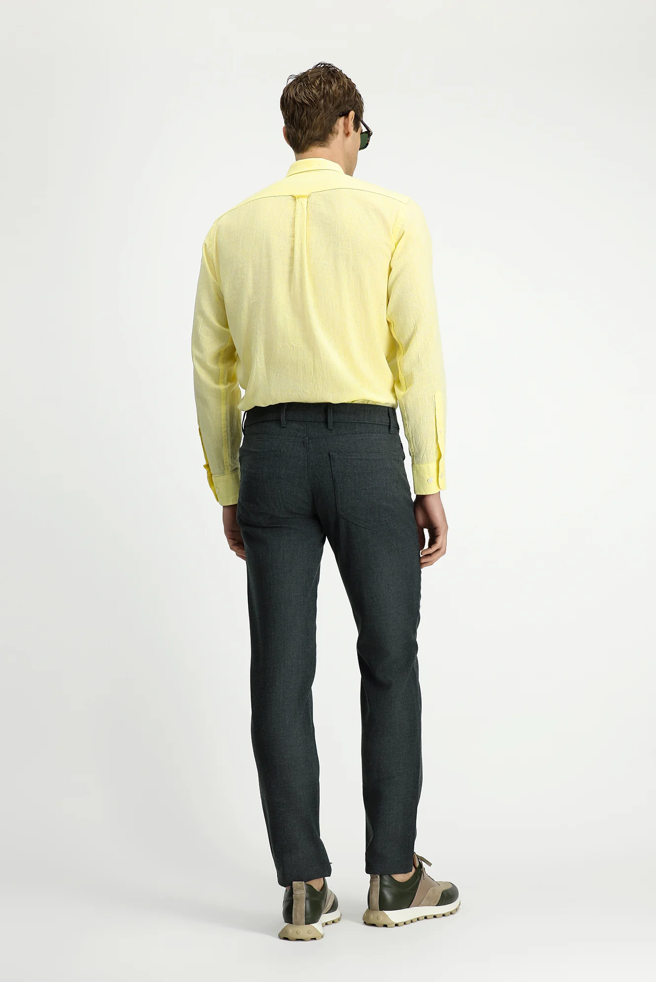 Koyu Yeşil 7 Drop Slim Fit Dar Kesim Yünlü Kumaş Pantolon - Image 4