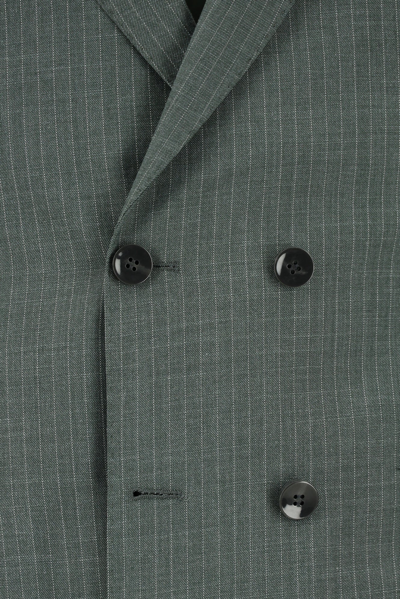 Koyu Yeşil 7 Drop Super Slim Fit Eksra Dar Kesim Çizgili Kruvaze Takım Elbise - Image 4