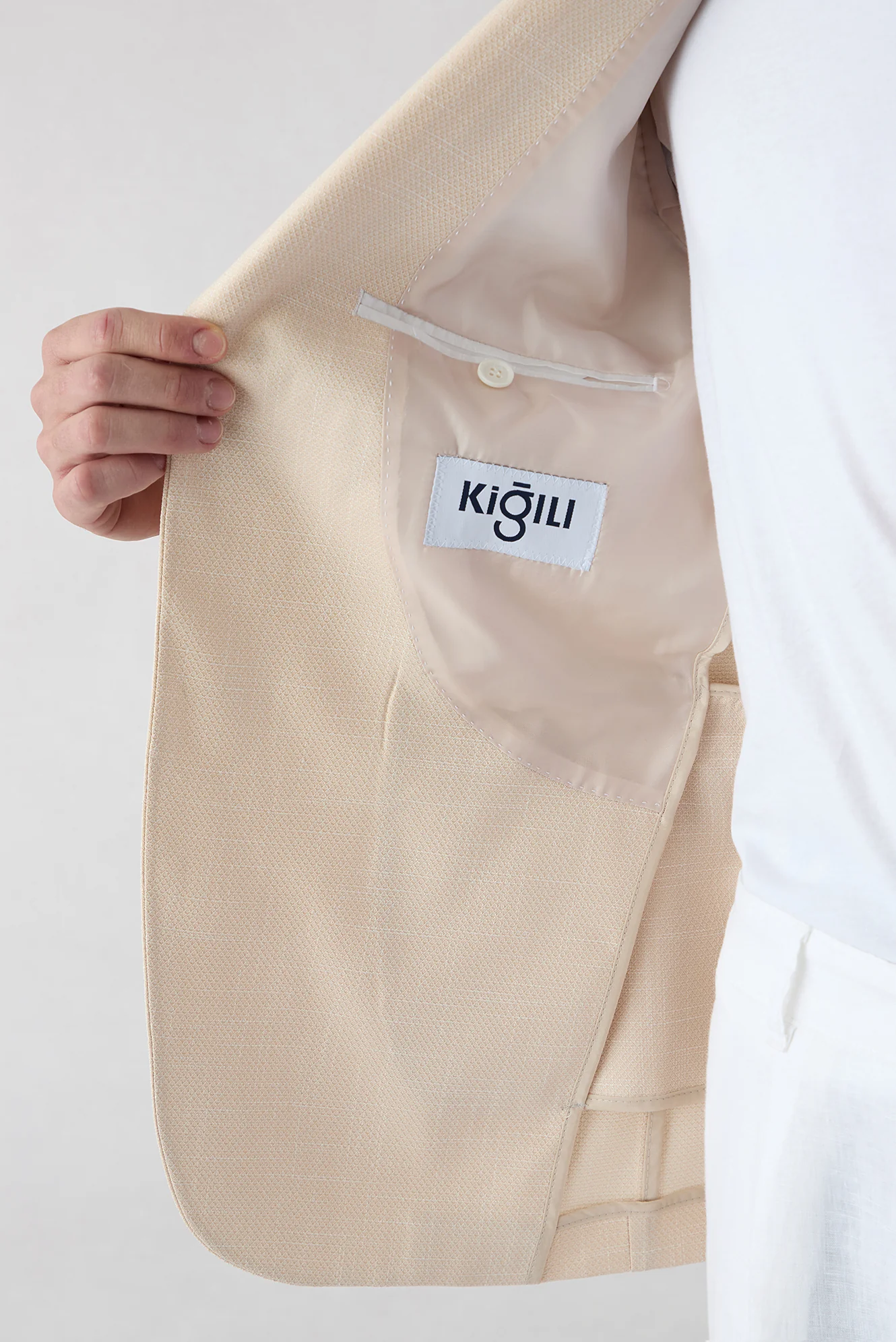 Krem 6 Drop Regular Fit Standart Kesim Mono Yaka Desenli Likralı Klasik Ceket - Image 5