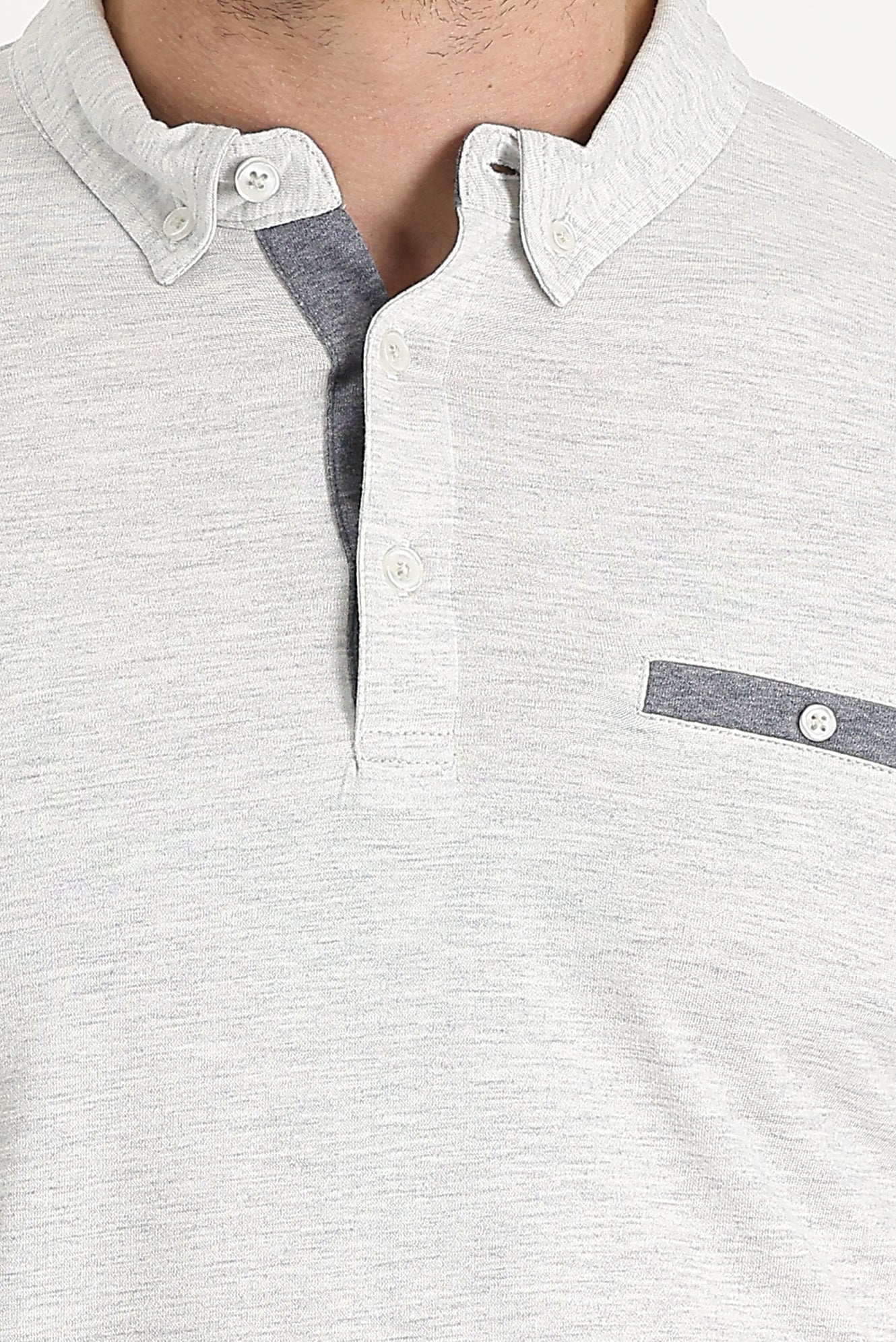 Krem Polo Yaka Slim Fit Dar Kesim Tişört Pamuklu - Image 2