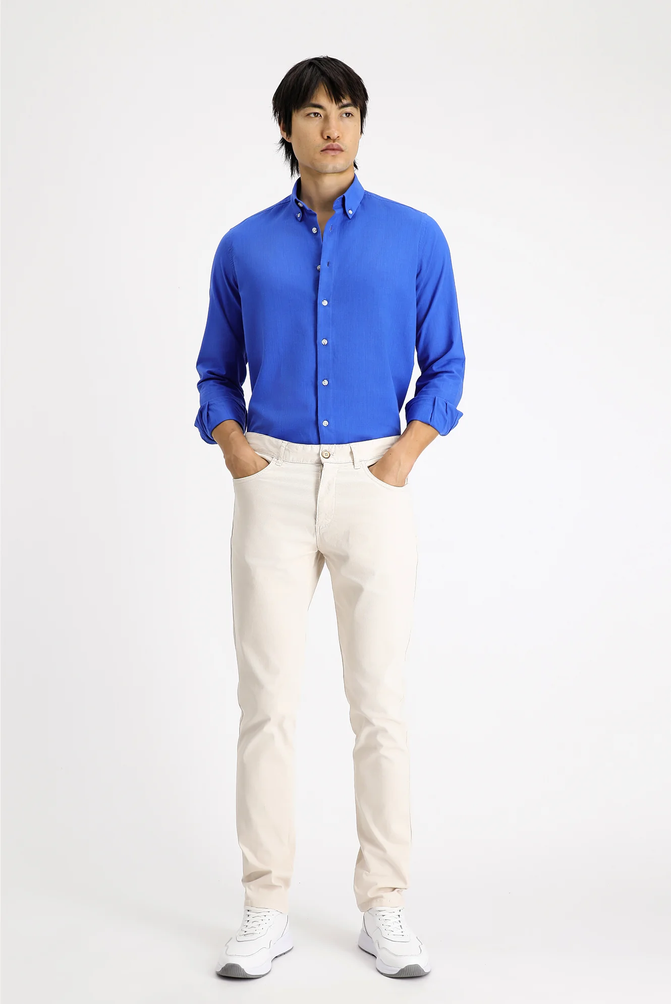 Krem Regular Fit Standart Kesim Likralı Kanvas / Chino Pantolon - Image 3