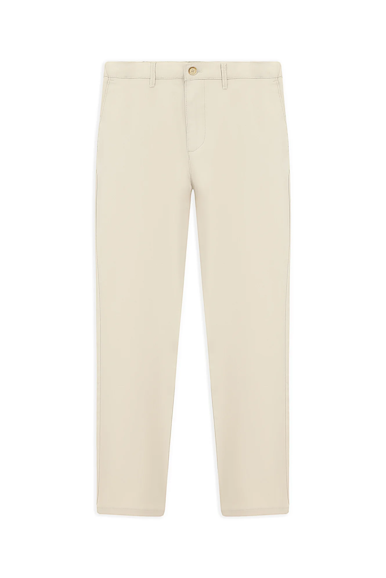 Krem Slim Fit Dar Kesim Beli Lastikli Likralı Kanvas / Chino Pantolon - Image 7