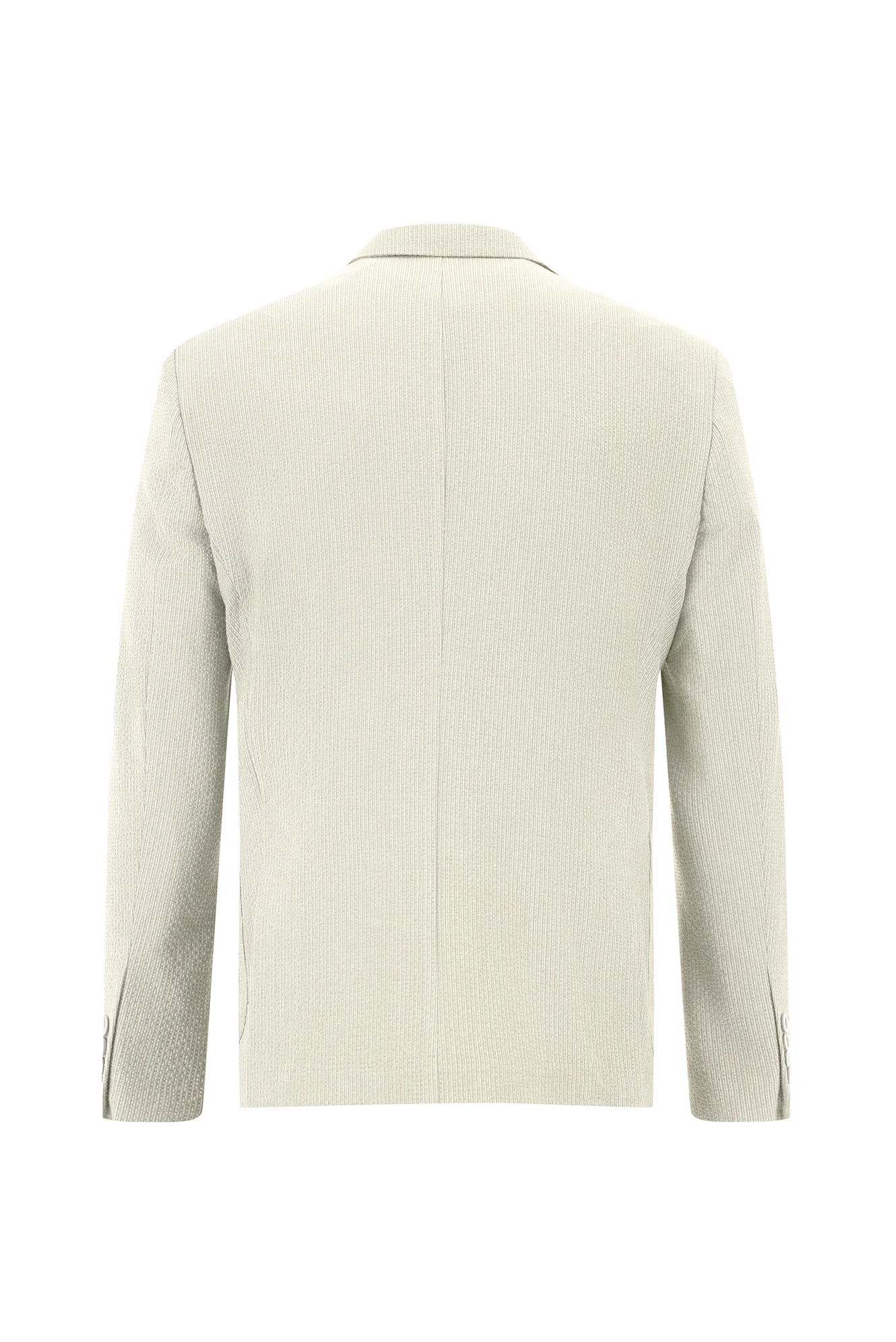 Krem 7 Drop Slim Fit Dar Kesim Çizgili Beli Lastikli İpli Takım Elbise - Image 3