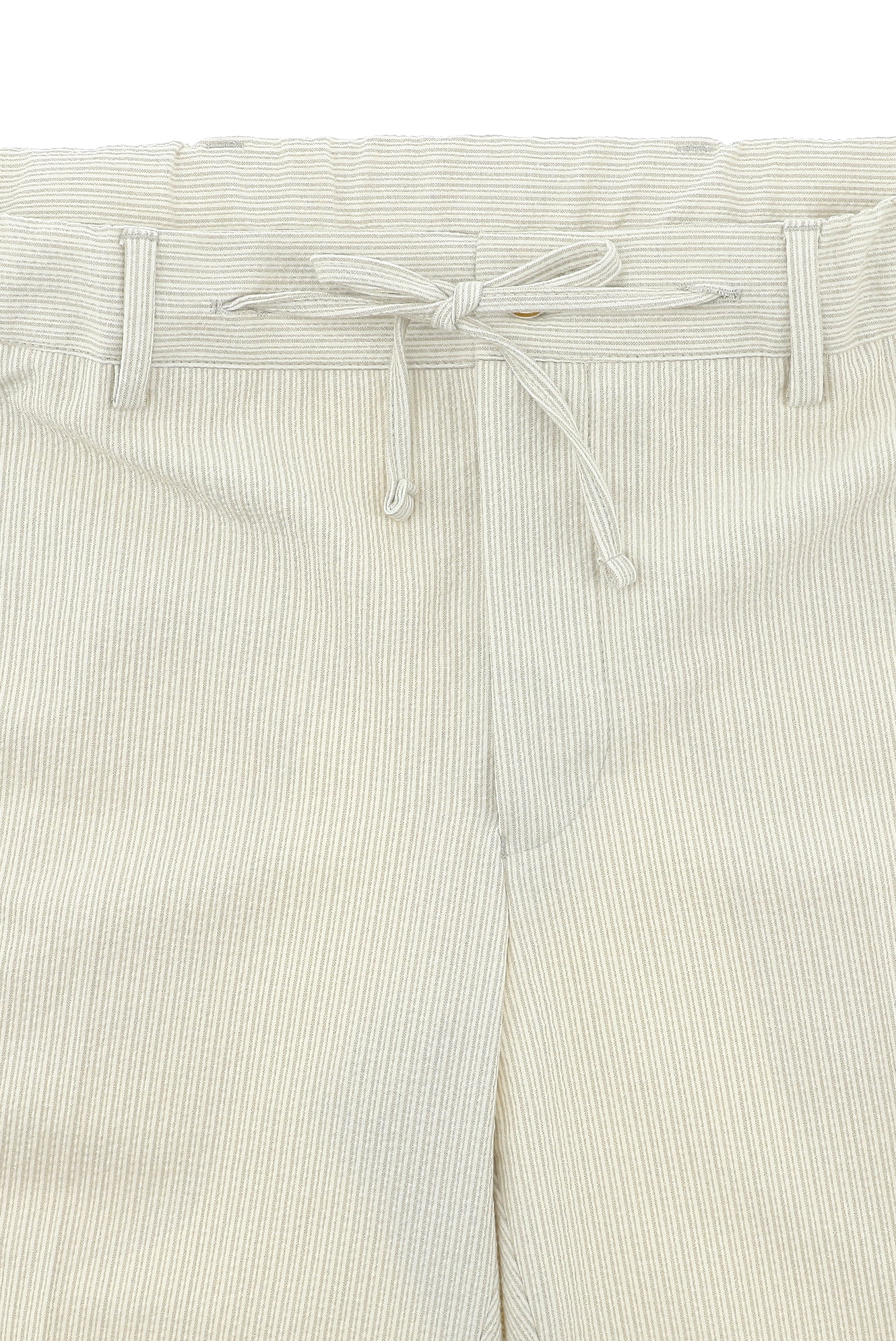 Krem 7 Drop Slim Fit Dar Kesim Çizgili Beli Lastikli İpli Takım Elbise - Image 5