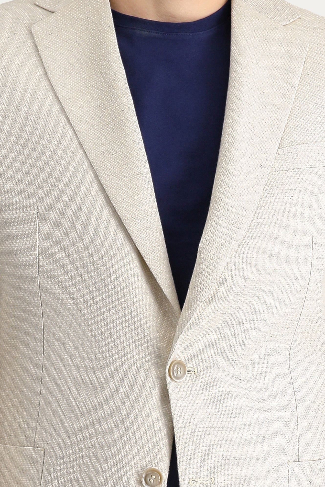 Krem 7 Drop Slim Fit Dar Kesim Klasik Desenli Ceket - Image 5