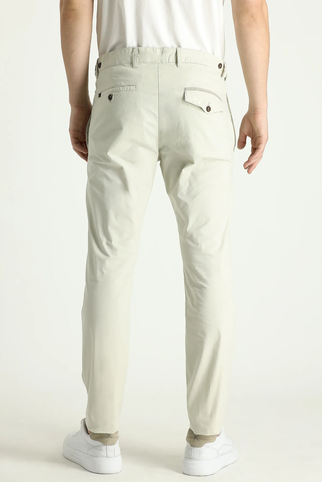 Krem Slim Fit Dar Kesim Likralı Kanvas / Chino Pantolon - Image 4