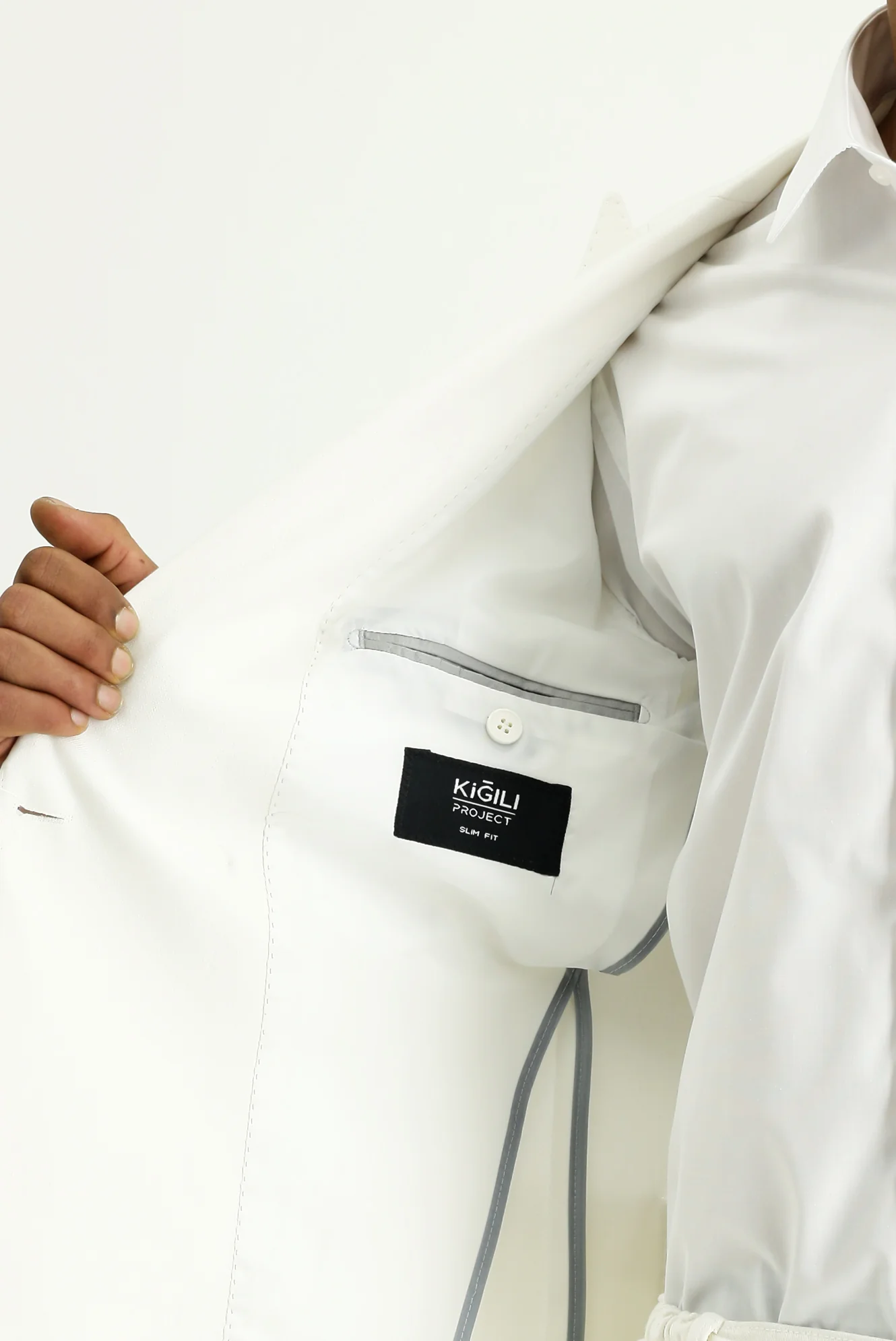 Krem 7 Drop Super Slim Fit Eksra Dar Kesim Kruvaze Keten Karışımlı Ceket - Image 4