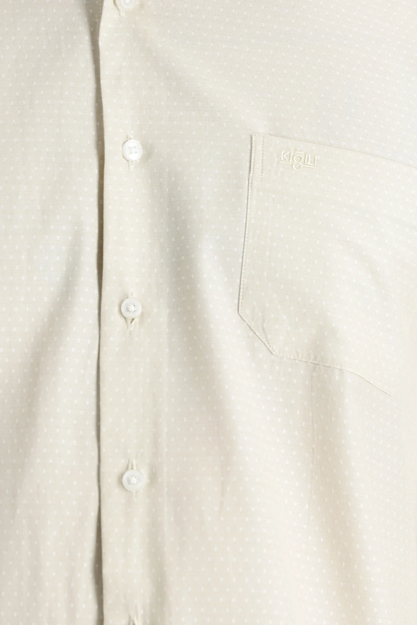 Krem Uzun Kol Klasik Desenli Pamuklu Gömlek - Image 4