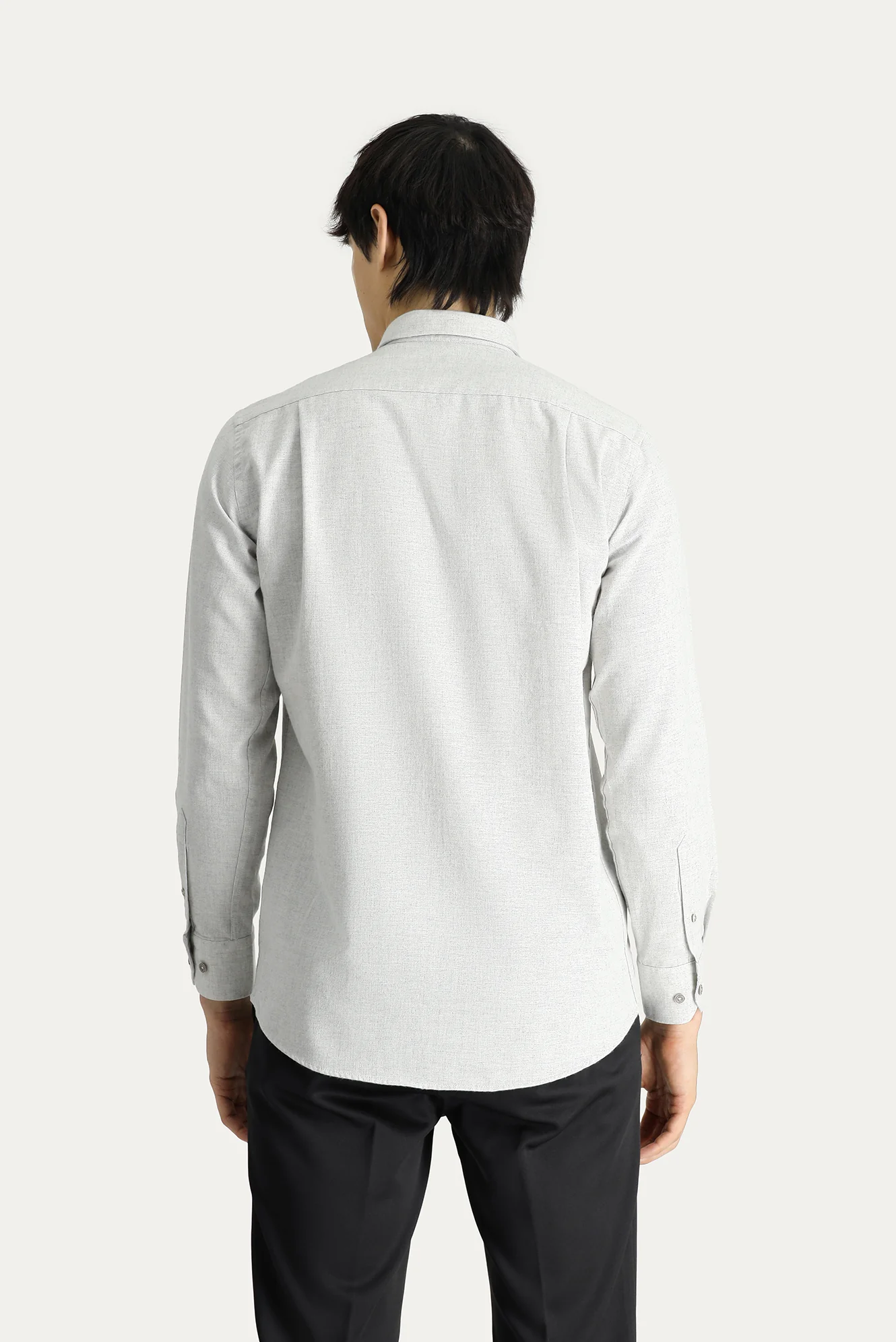 Krem Uzun Kol Slim Fit Dar Kesim Oduncu Spor Pamuklu Düğmeli Yaka Gömlek - Image 4