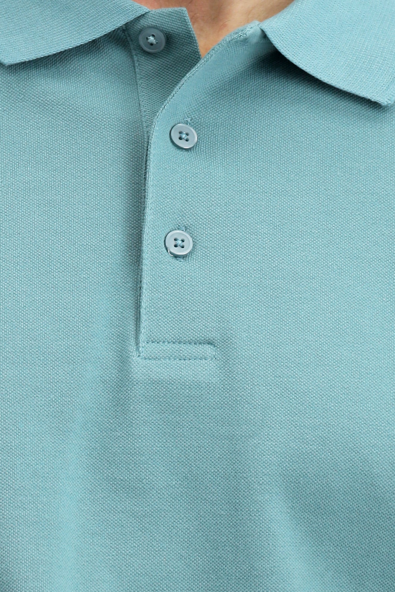 Küf Yeşili Polo Yaka Regular Fit Nakışlı Pamuk Tişört - Image 5
