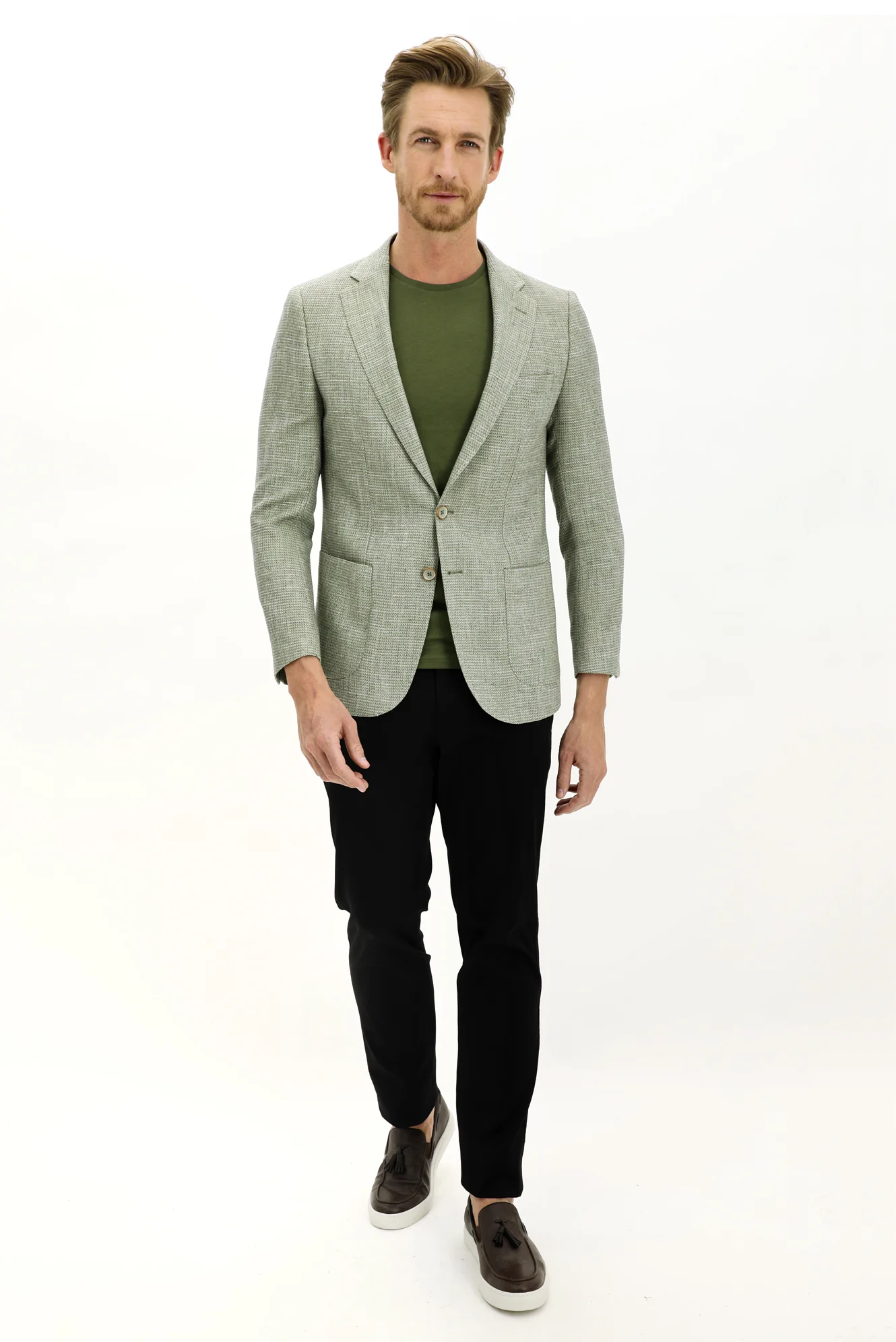 Küf Yeşili 6 Drop Regular Fit Standart Kesim Kuşgözü Ceket - Image 2