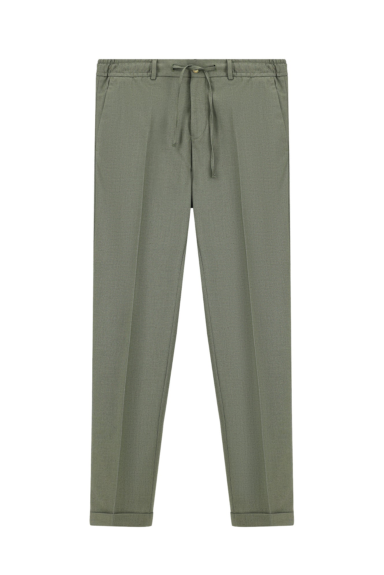 Küf Yeşili 7 Drop Super Slim Fit Eksra Dar Kesim Likralı Beli Lastikli İpli Klasik Kumaş Pantolon - Image 5