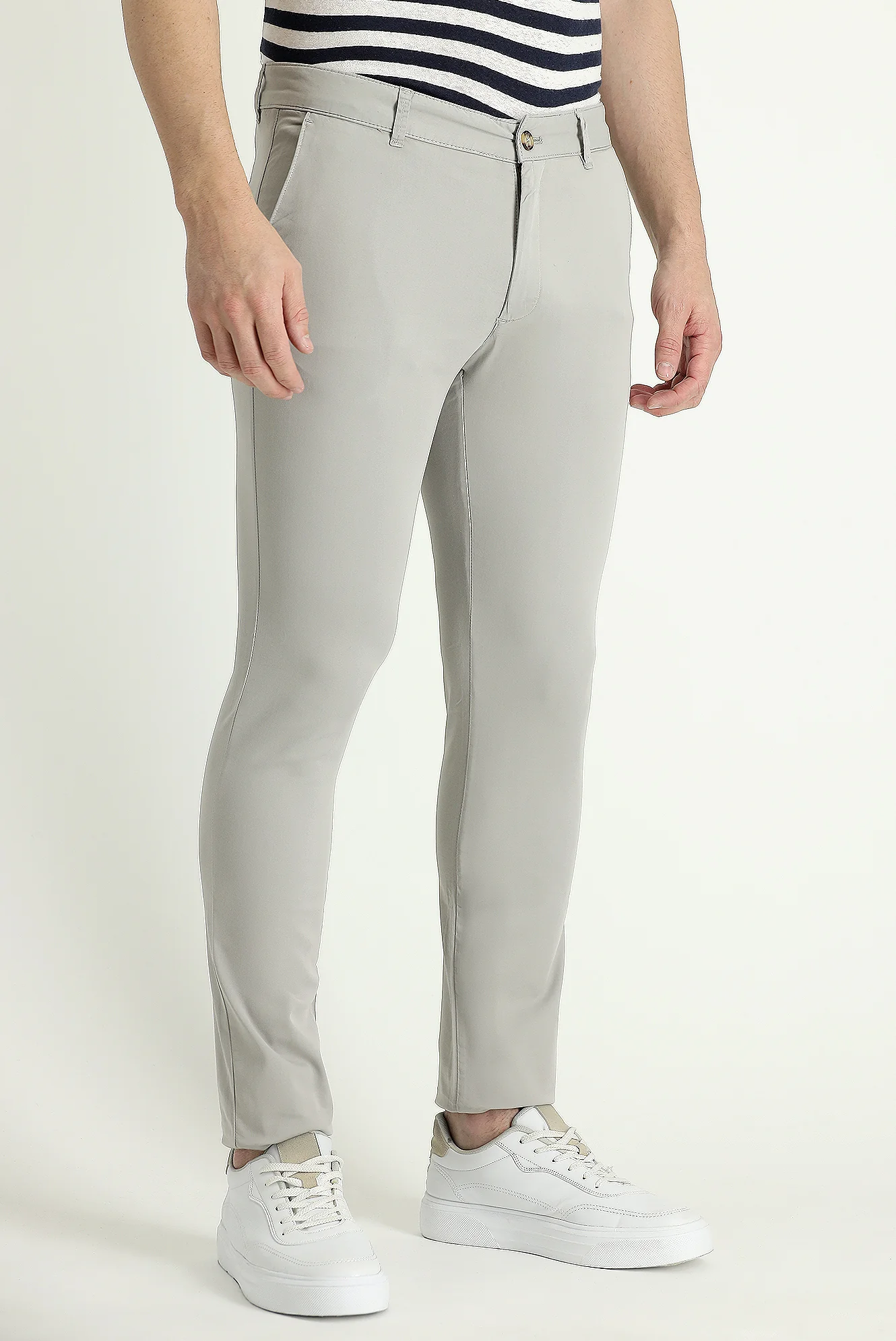 Kum Slim Fit Dar Kesim Likralı Saten Kanvas / Chino Pantolon - Image 2
