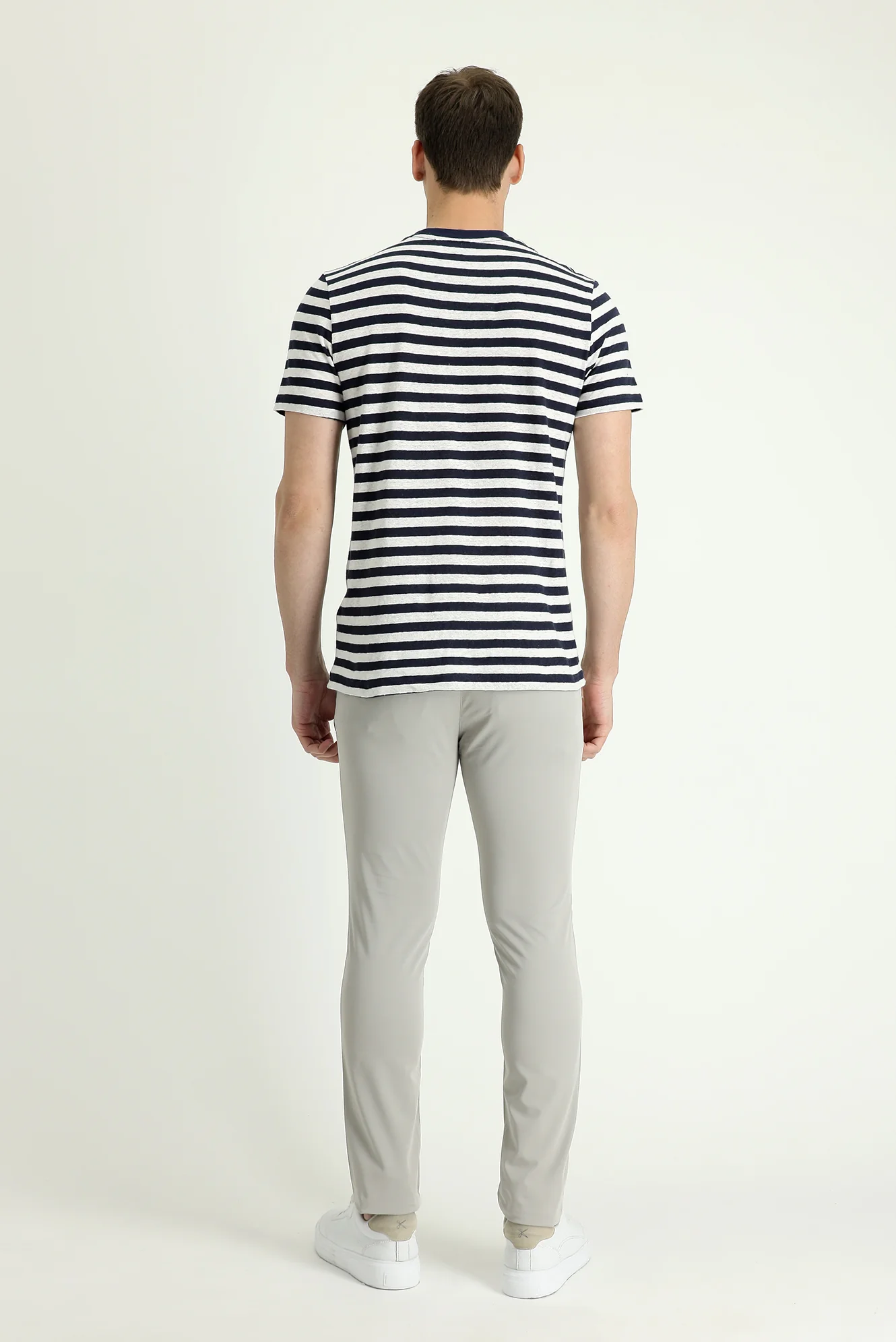 Kum Slim Fit Dar Kesim Likralı Saten Kanvas / Chino Pantolon - Image 3