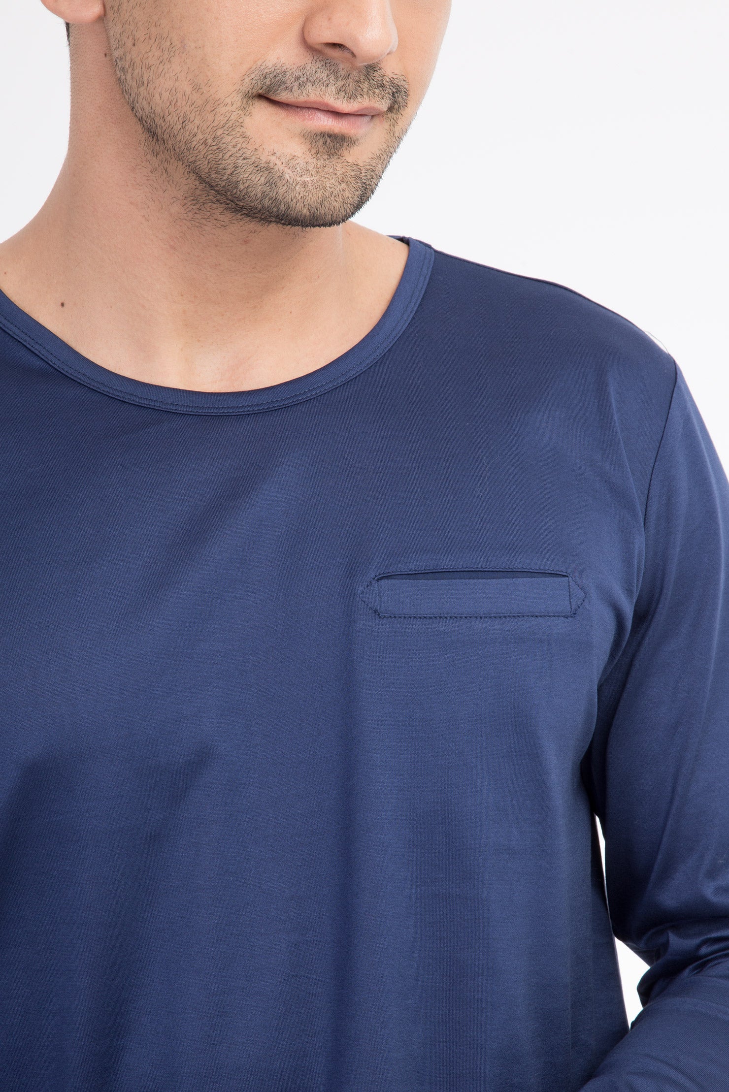 Lacivert Bisiklet Yaka Regular Fit Pamuk Sweatshirt - Image 2