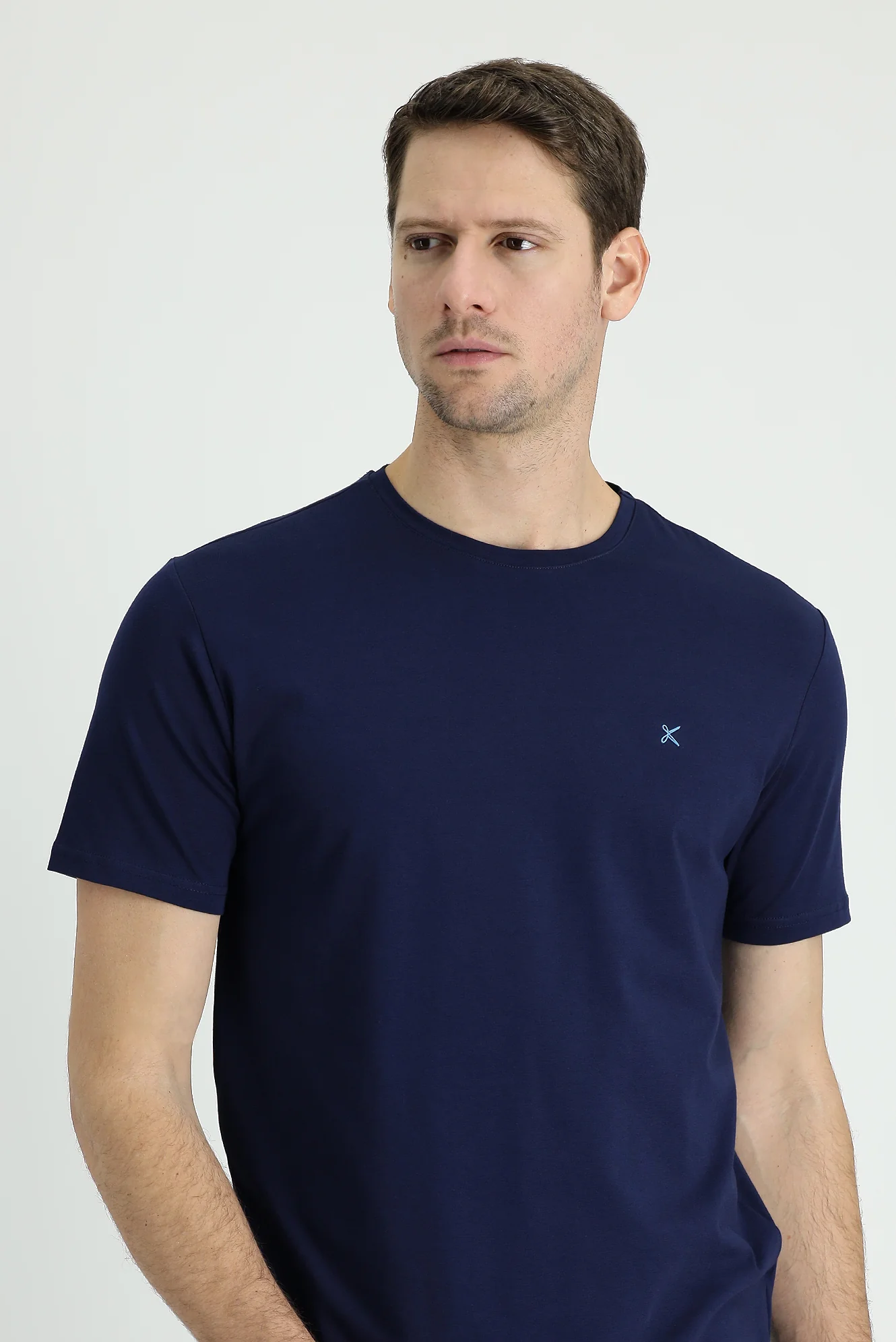 Lacivert Bisiklet Yaka Slim Fit Dar Kesim Süprem Tişört