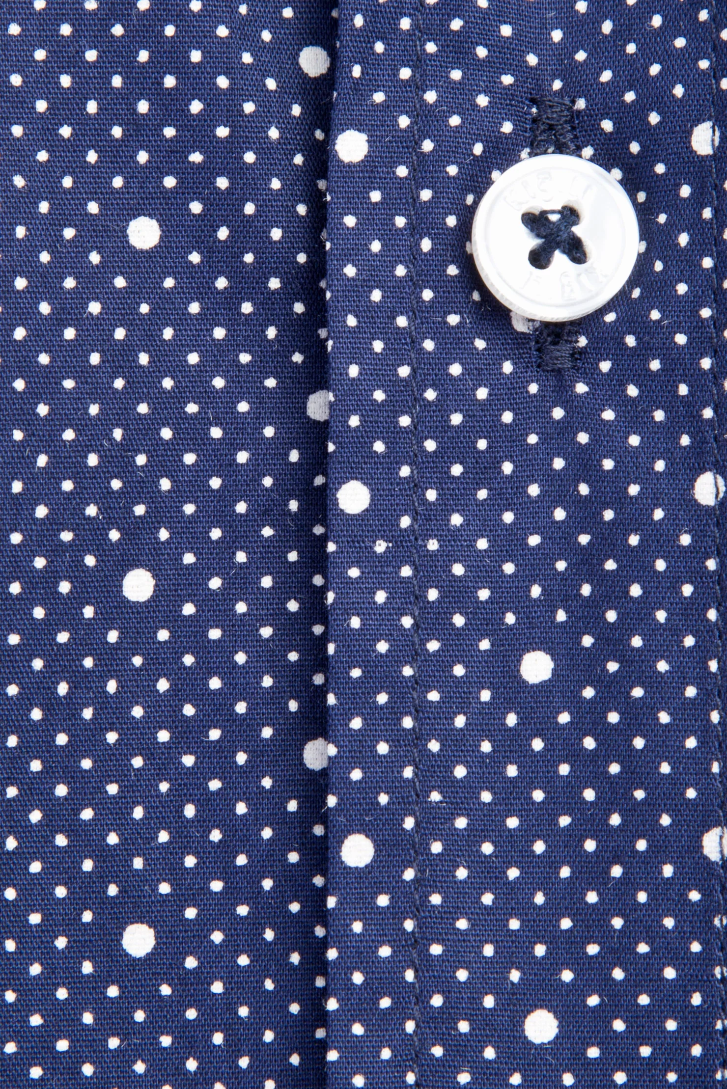 Lacivert Kısa Kol Slim Fit Dar Kesim Desenli Pamuk Gömlek - Image 5