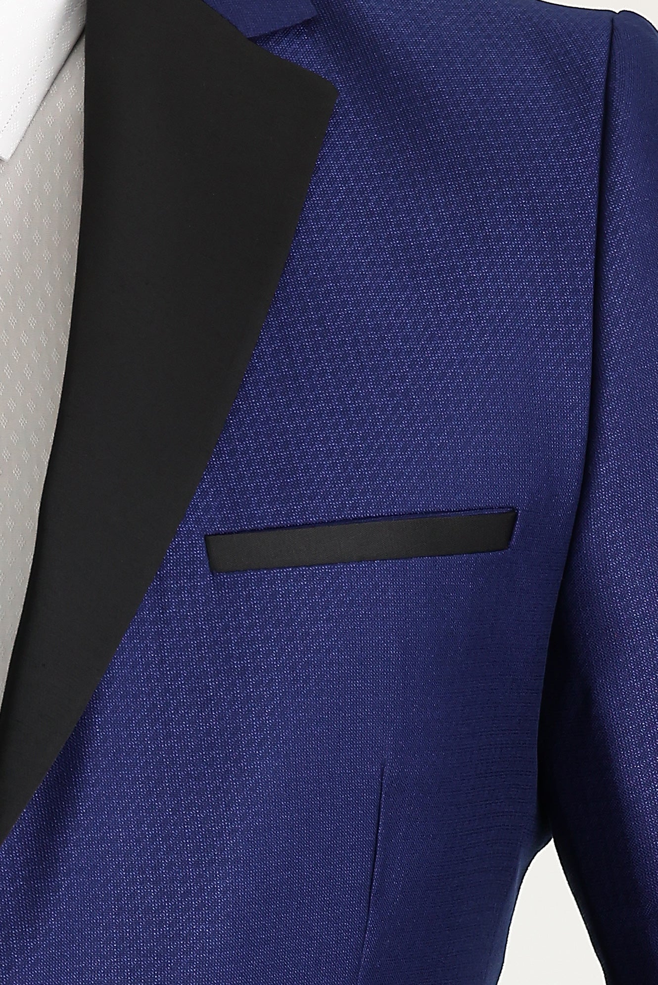 Lacivert 7 Drop Slim Fit Dar Kesim Mono Yaka Desenli Smokin & Damatlık - Image 3