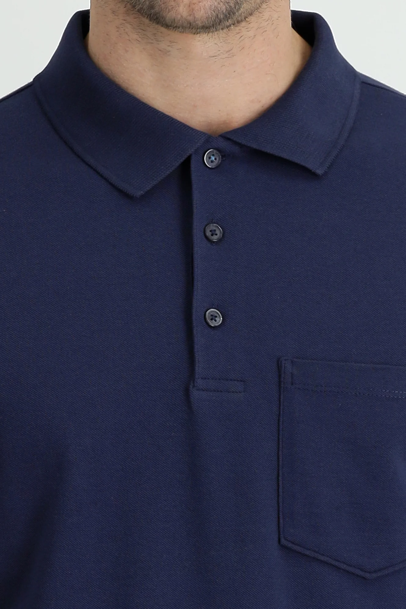 Lacivert Polo Yaka Regular Fit Nakışlı Pamuk Tişört - Image 4