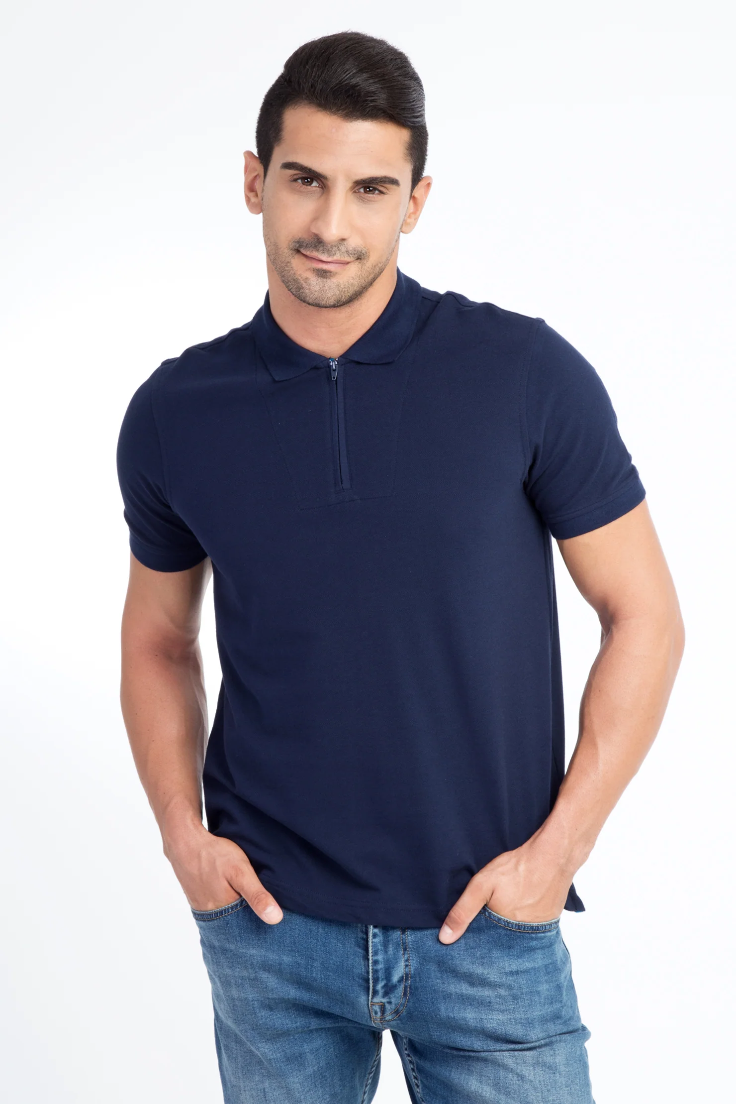 Lacivert Polo Yaka Regular Fit Pamuk Tişört