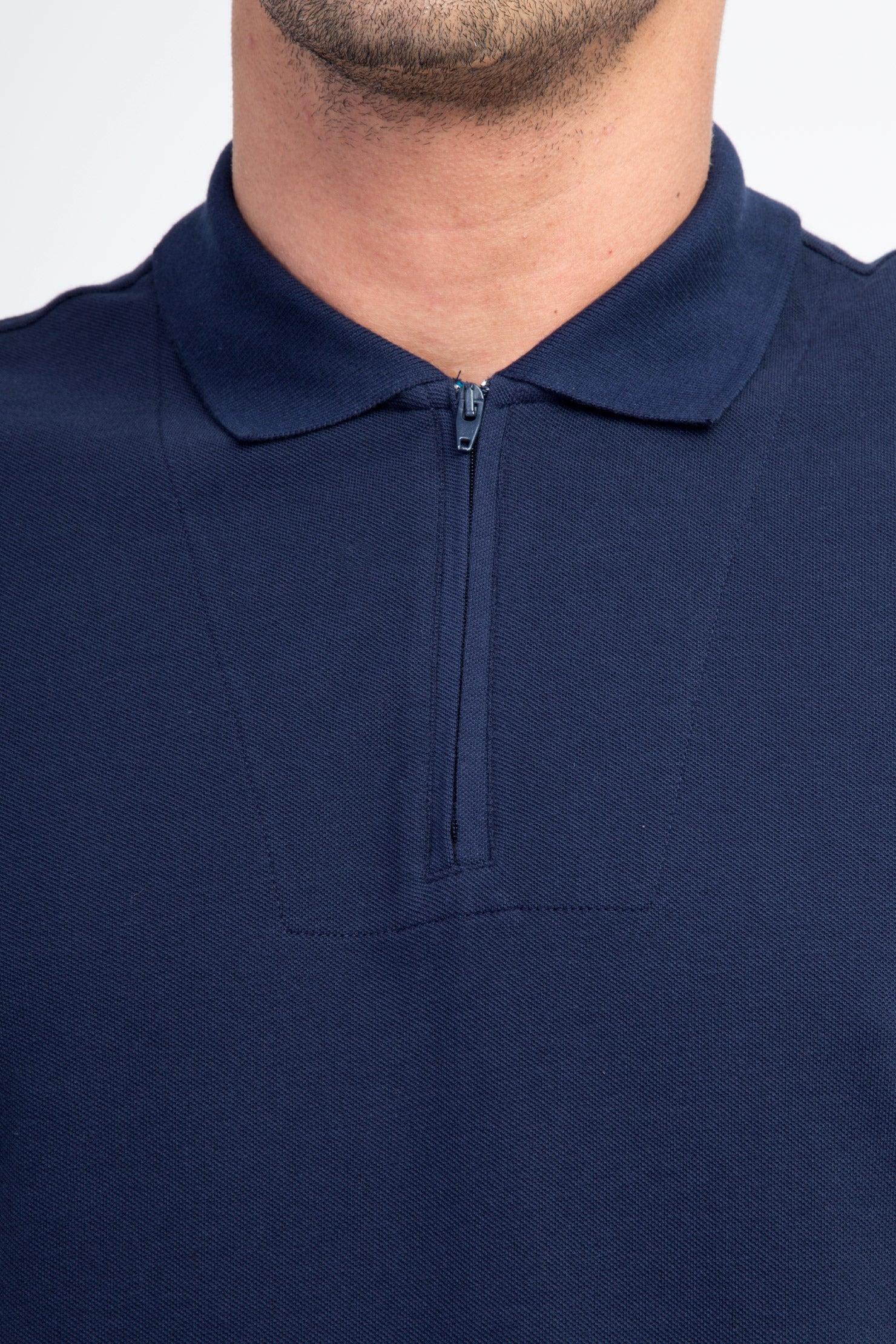 Lacivert Polo Yaka Regular Fit Pamuk Tişört - Image 4