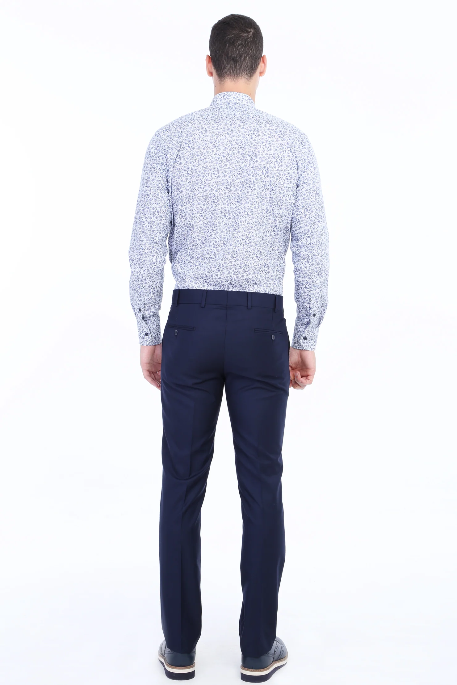 Lacivert 6 Drop Regular Fit Standart Kesim Likralı Klasik Kumaş Pantolon - Image 2