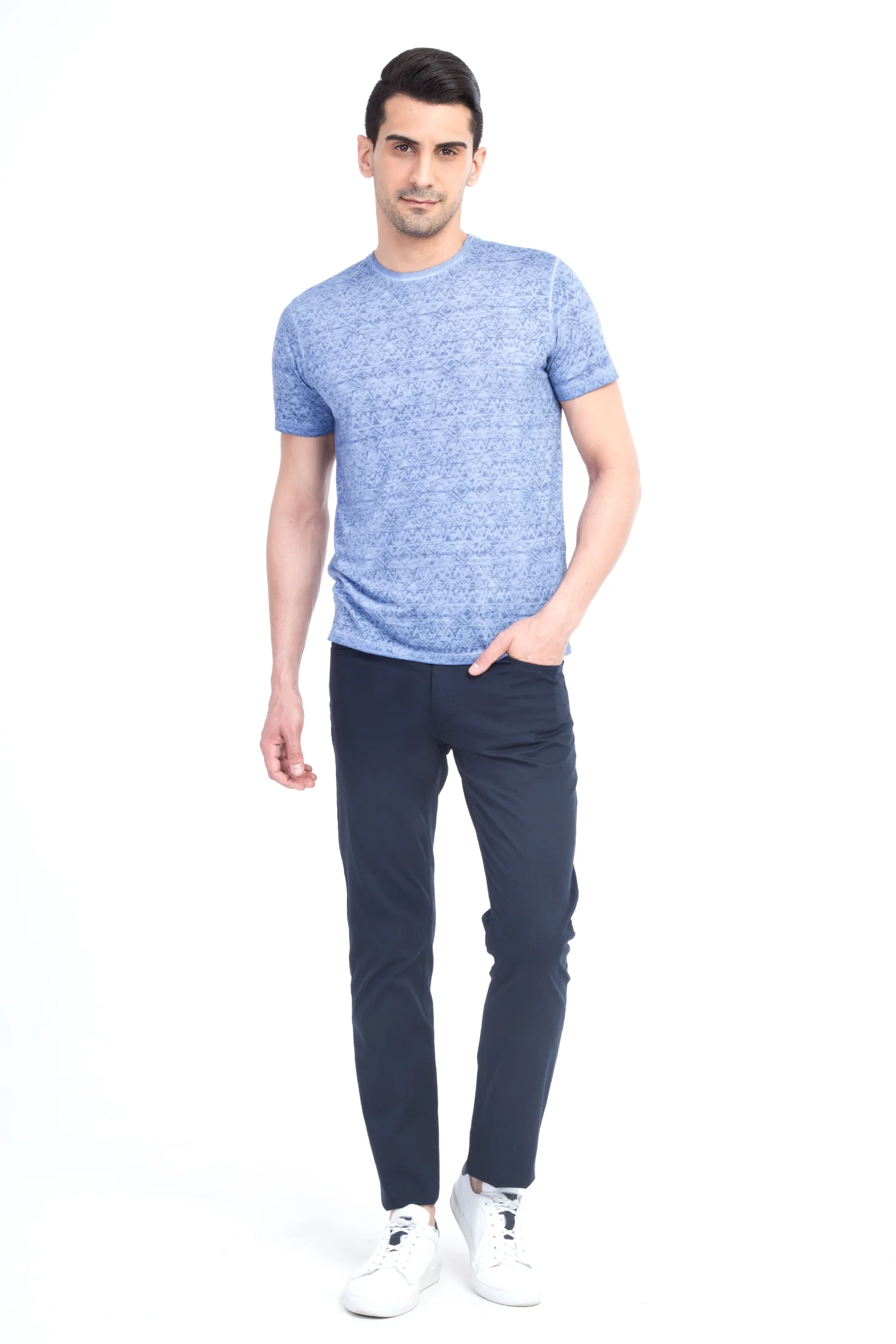 Lacivert Relaxed Fit Rahat Kesim Likralı Kanvas / Chino Pantolon