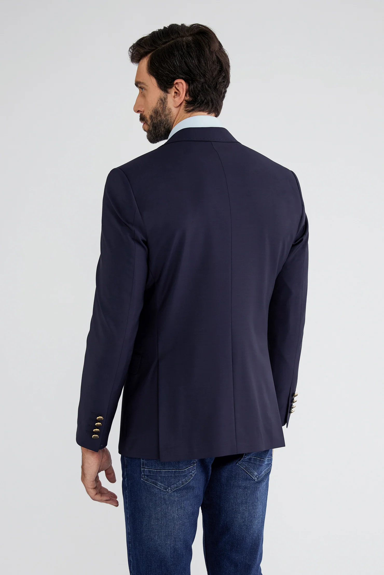 Lacivert 7 Drop Slim Fit Dar Kesim Blazer Ceket - Image 2